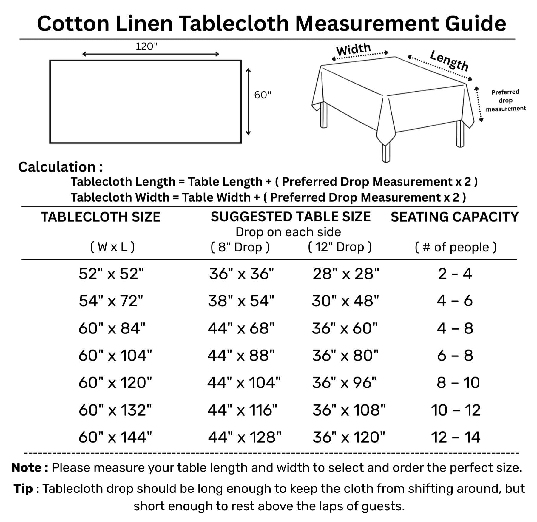 Solino Home White Tablecloth 60 x 120 Inch - Dru Cotton Linen Rectangle Tablecloth - Machine Washable Table Cloth for Fall, Autu