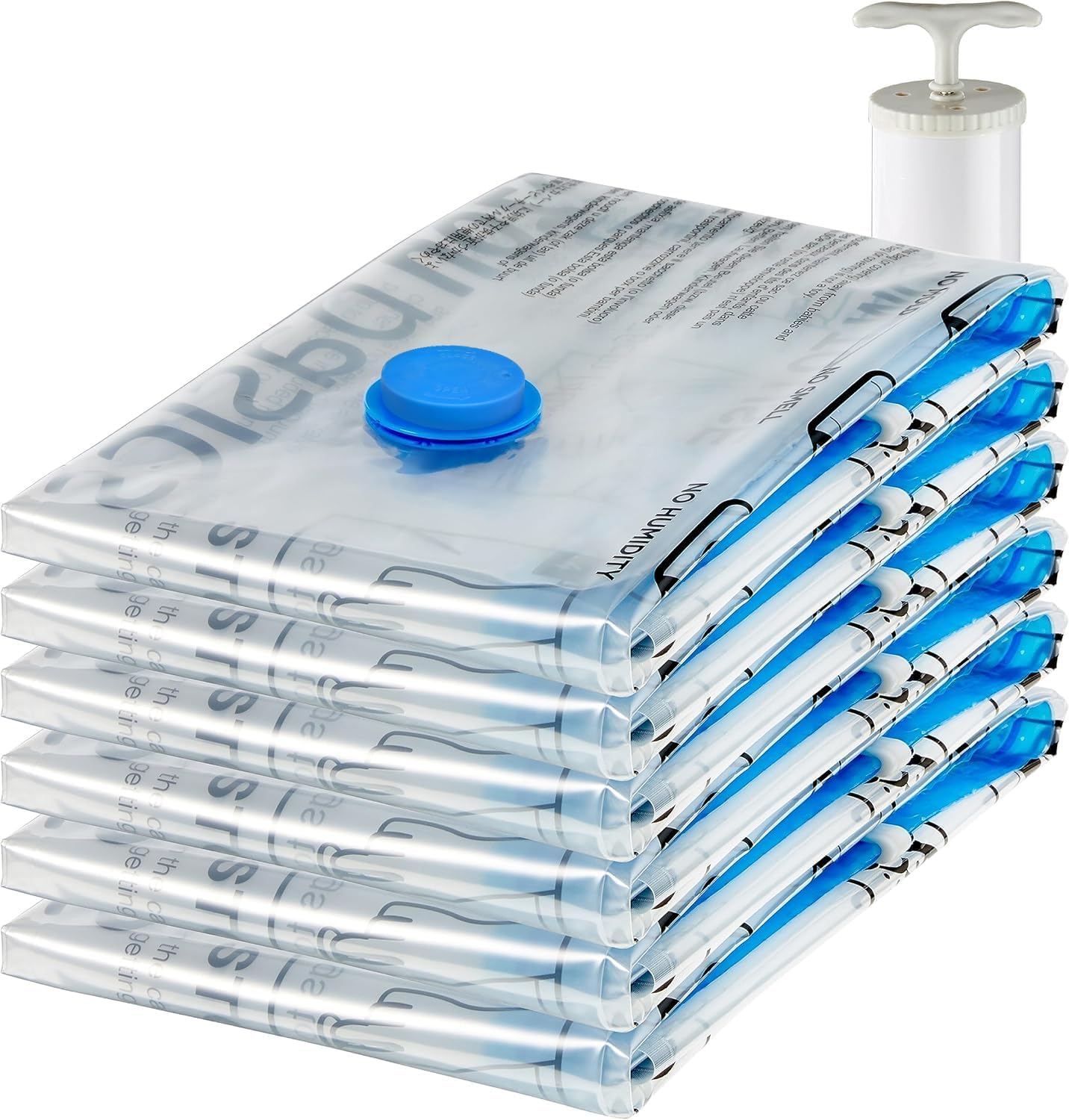 Amazon Basics Vacuum compression Storage Bags with Hand Pump  Jumbo  6-Pack  clear