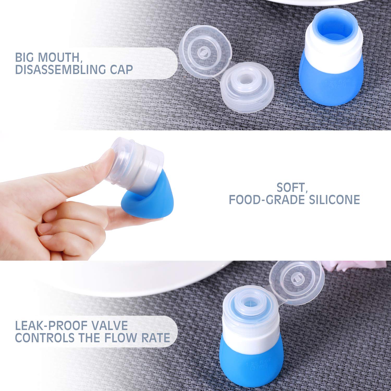 Pugez Salad Dressing Container To Go, Condiment Squeeze Bottles, Portable Salad Dressing Bottles With Cleaning Brush, Salad Dres