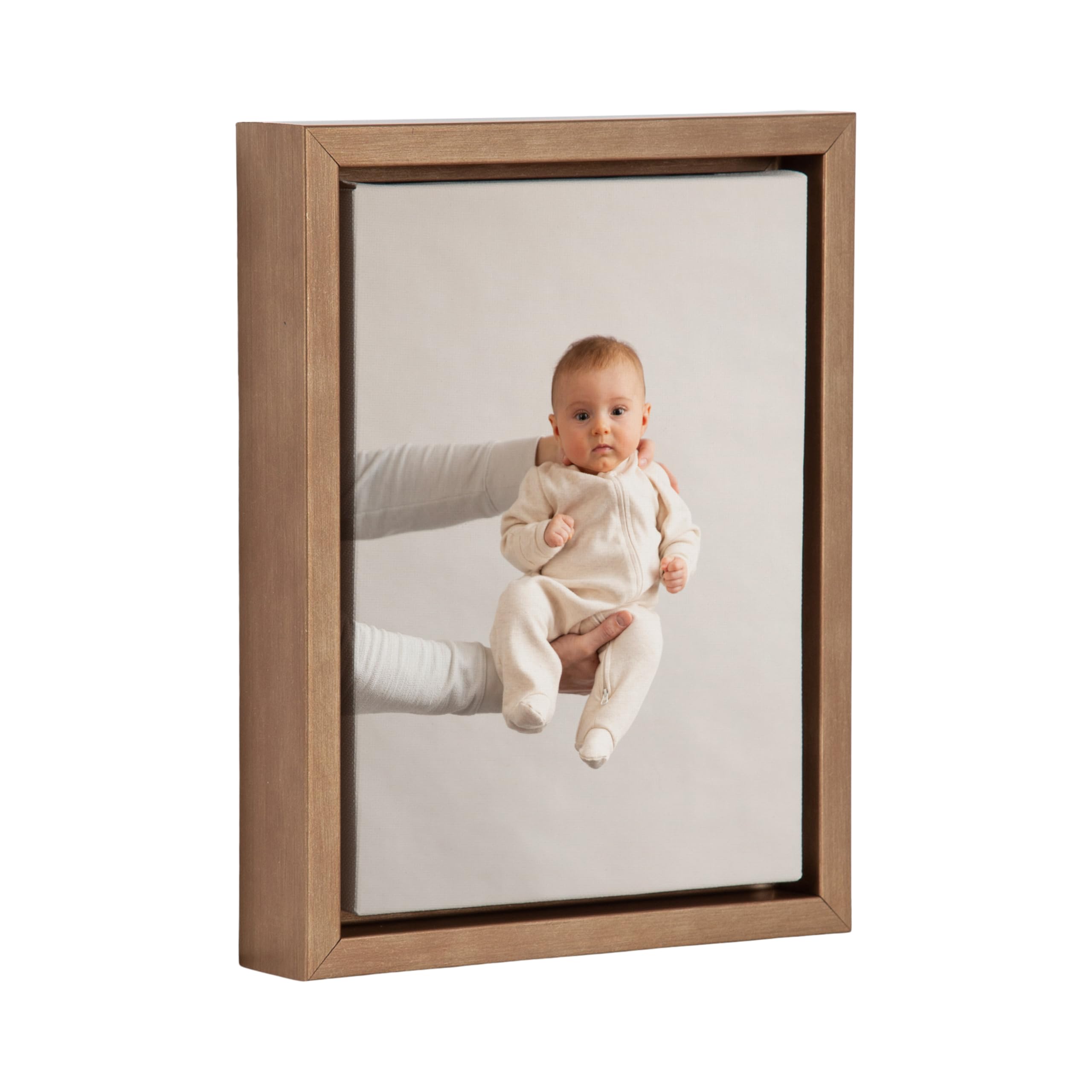 Kate And Laurel Custom Printed Framed Canvas Wall Art, 8X10 Gold, Sylvie Personal Canvas Print With Your Photos For Bedroom Or L