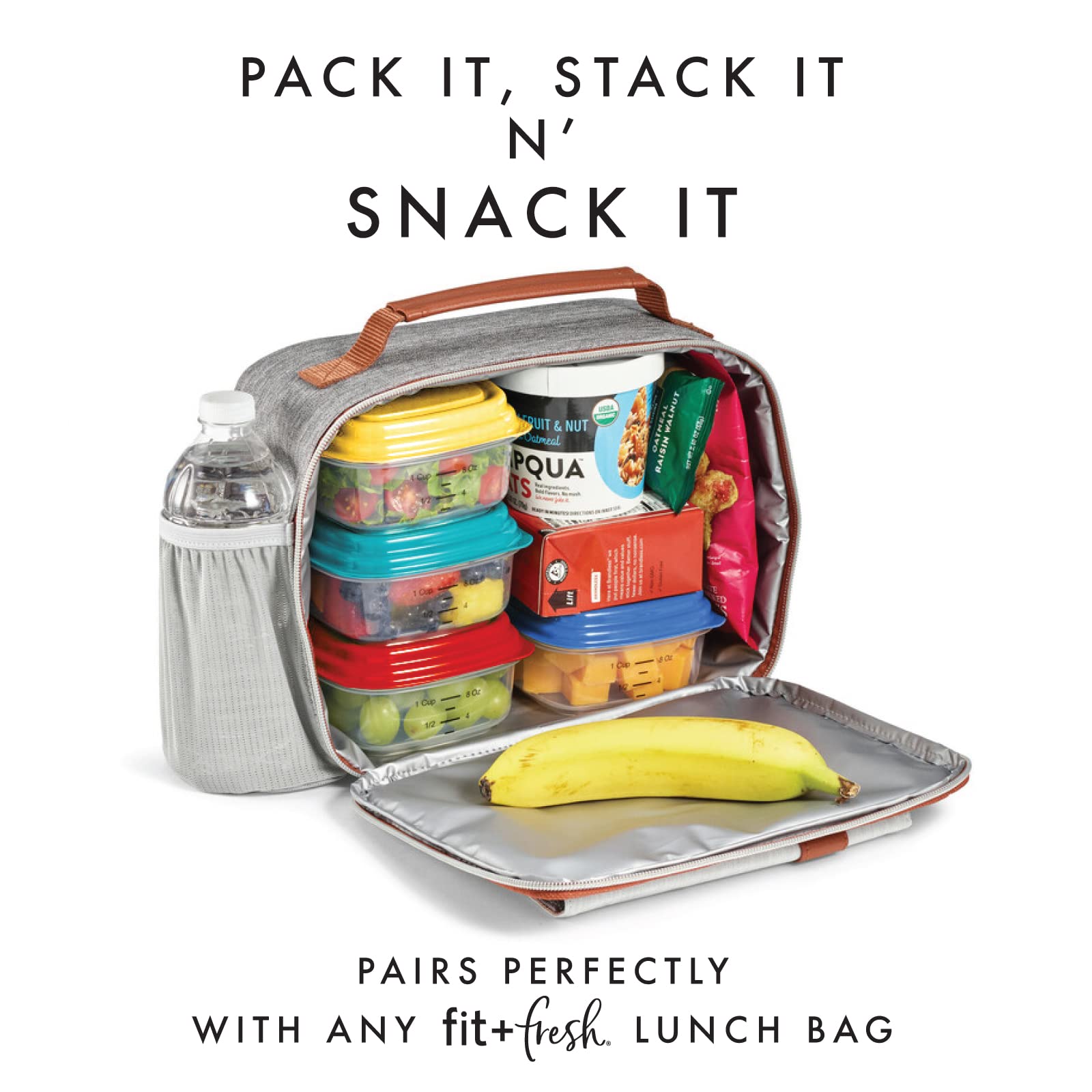 Fit & Fresh Small Plastic Containers With Lids 8 Oz, Small Snack Containers With Lids For Adults And Kids, Reusable Leakproof Dr