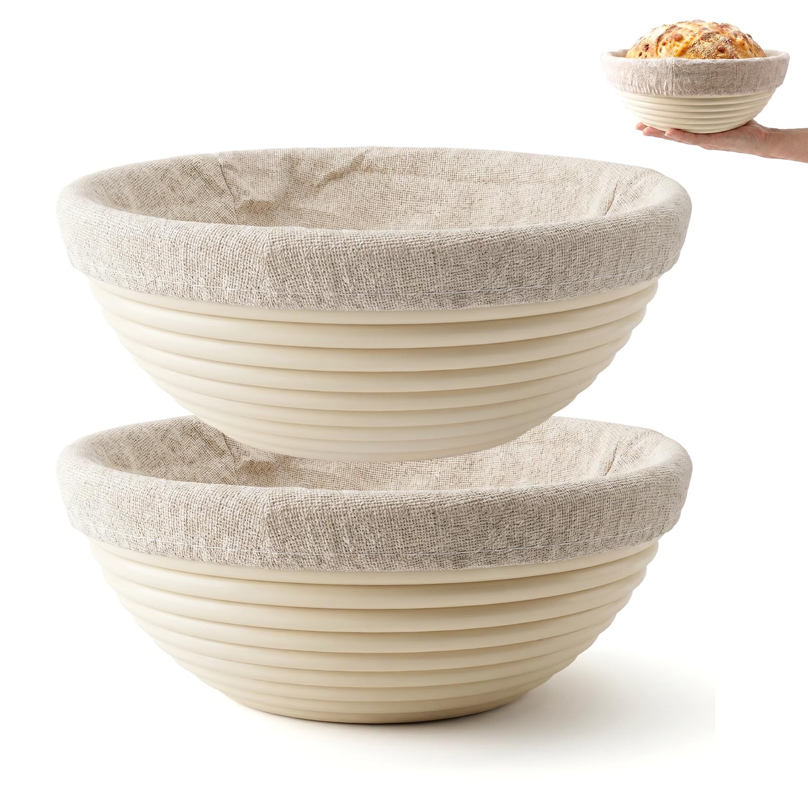 9 Round Banneton Bread Proofing Basket, Family Kit Sourdough Basket