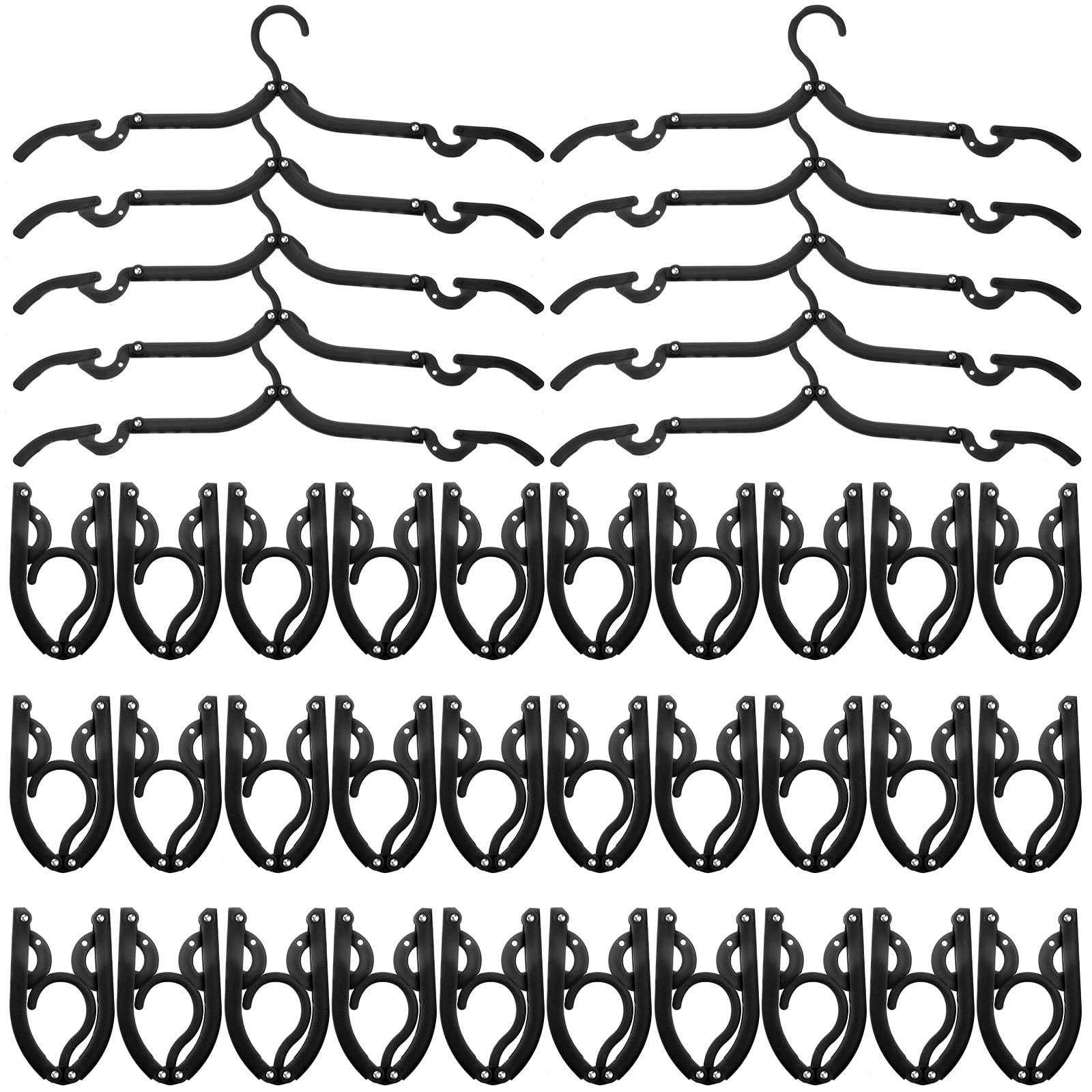 40 Pcs Foldable Travel Hangers Plastic Folding Clothes Hangers Colored Portable Hangers For Travel Accessories Dormitory School