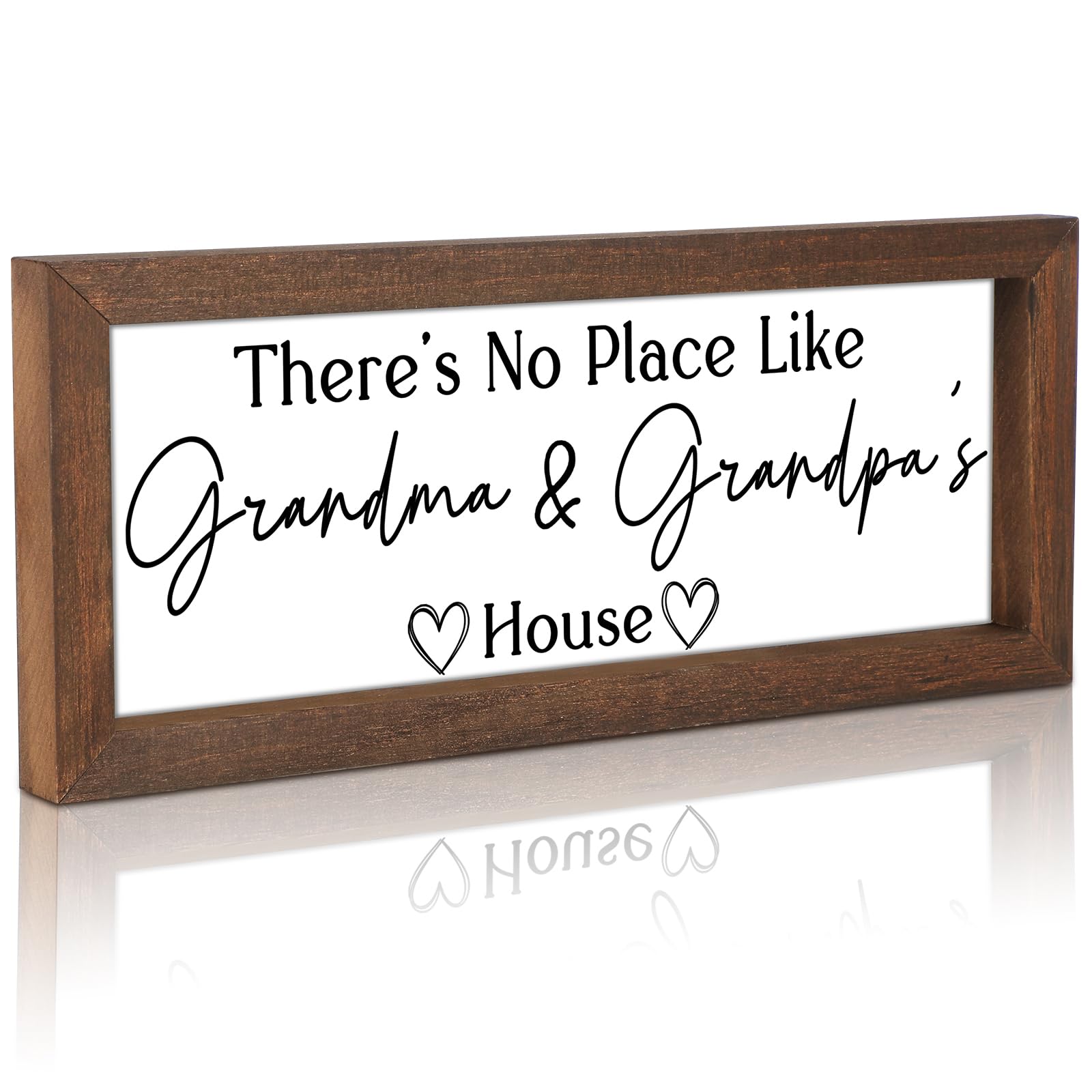 Yousoontic Grandparents Gift from Grandkids Theres No Place Like Grandma & Grandpas House Wooden Sign Farmhouse Home Decor for