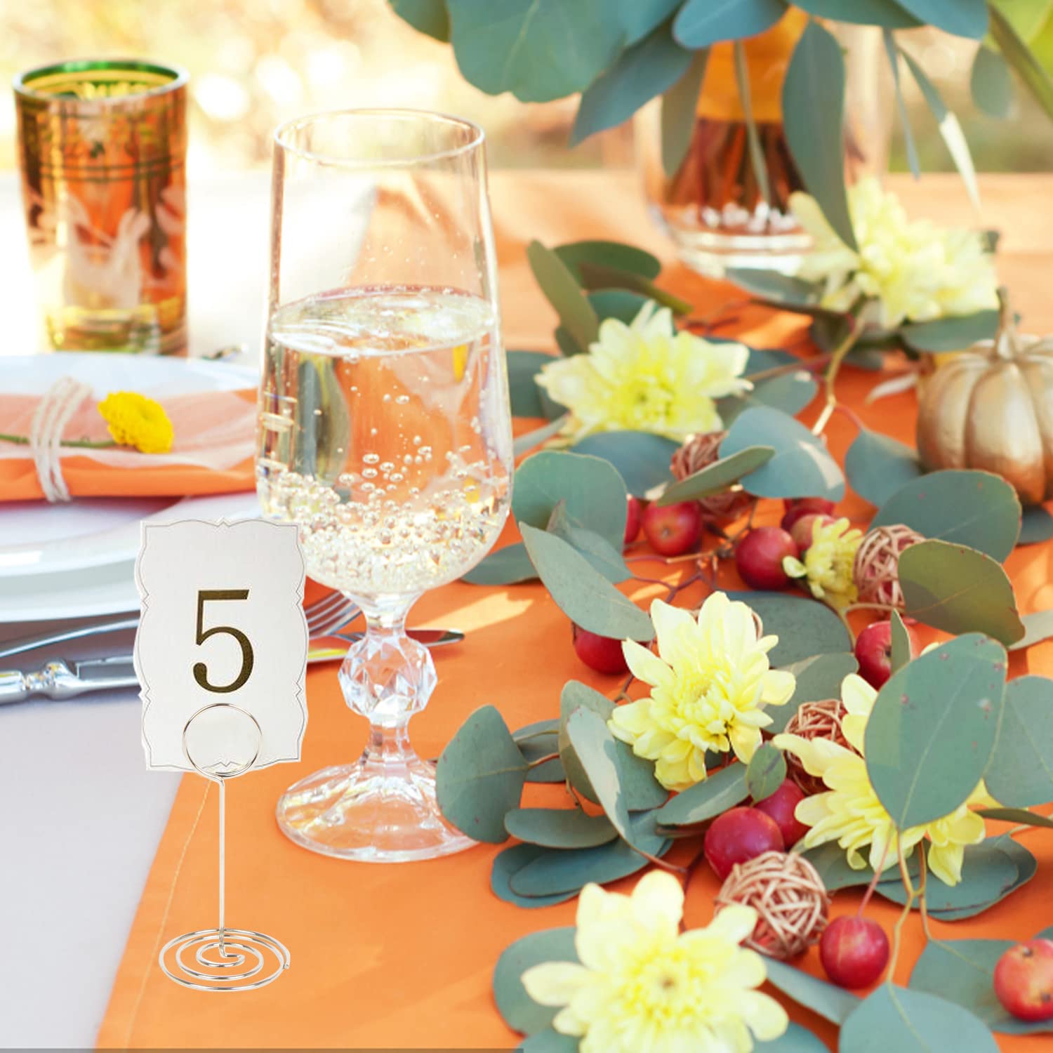 Kimober 24Pcs Table Number Holders, Round Place Card Holder,Tabletop Memo Note Stand Picture Photo Picks Card Clips For Wedding