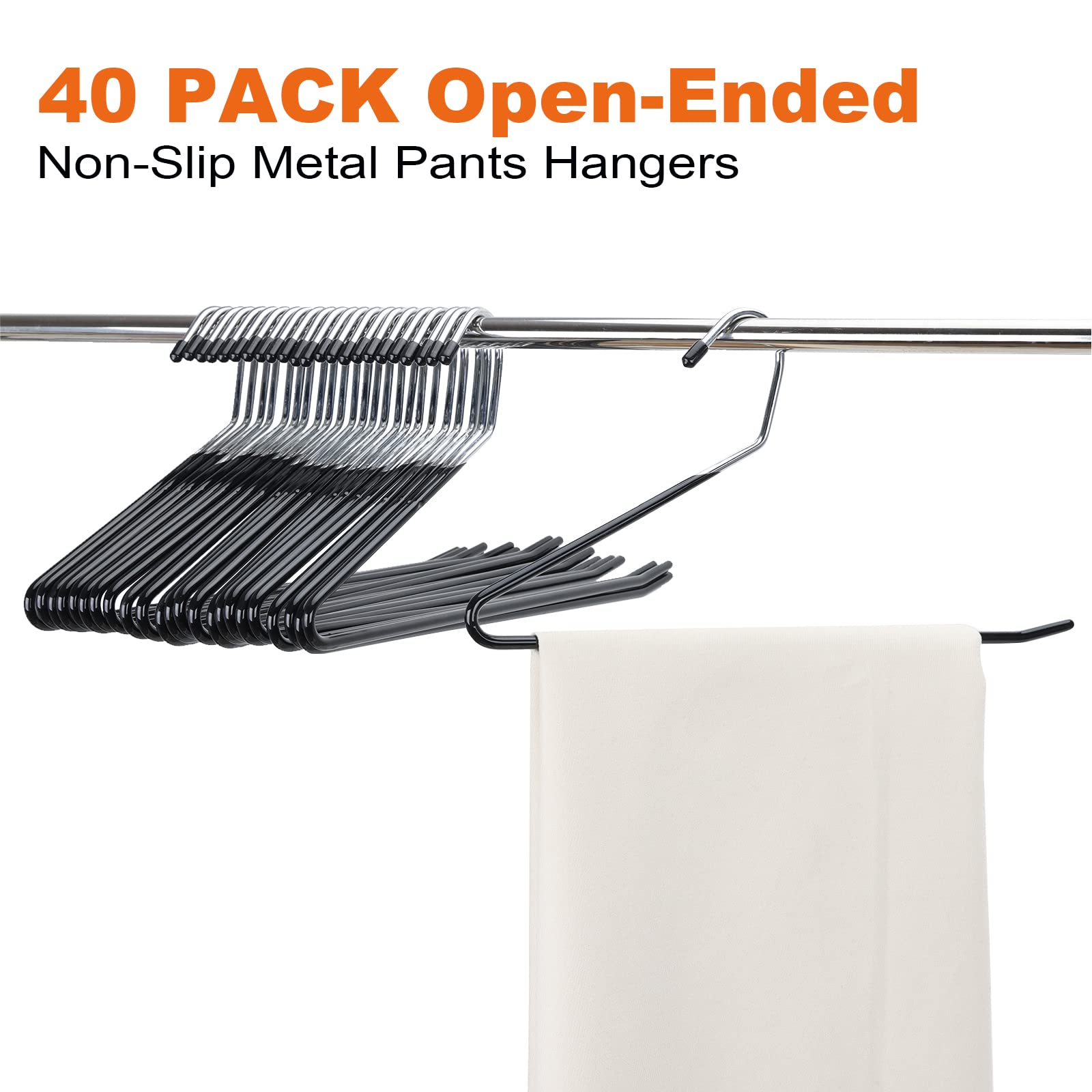 Fixwal 40 Pack Pants Hangers, Open Ended Metal Jeans Hangers Space Saving, Non Slip Hanger For Pants, Closet Storage Organizer F