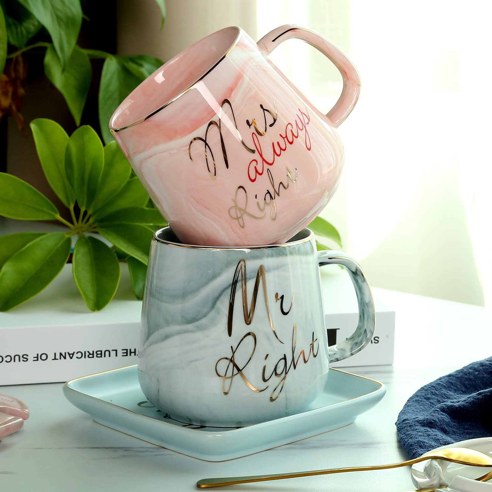 Mr Right Mrs Always Right Couple Coffee Mugs- Wedding Gifts Bridal Shower Anniversary Engagement Gifts For Couple - Bride And Gr