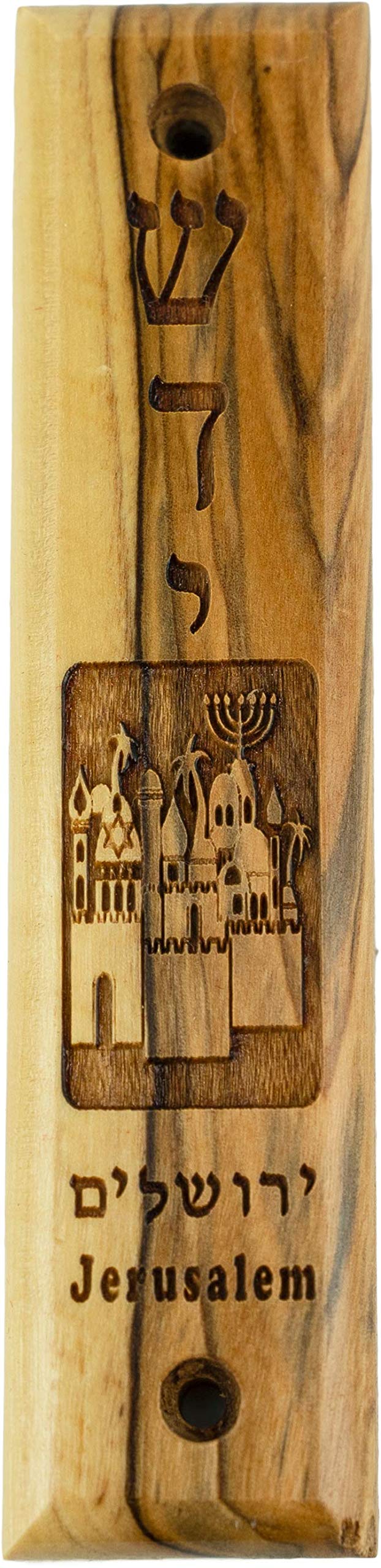 Logos Trading Post Olive Wood Mezuzah with Scroll, Religious Home Decor for Door & Wall, Includes Parchment Prayer Scroll, Jewis