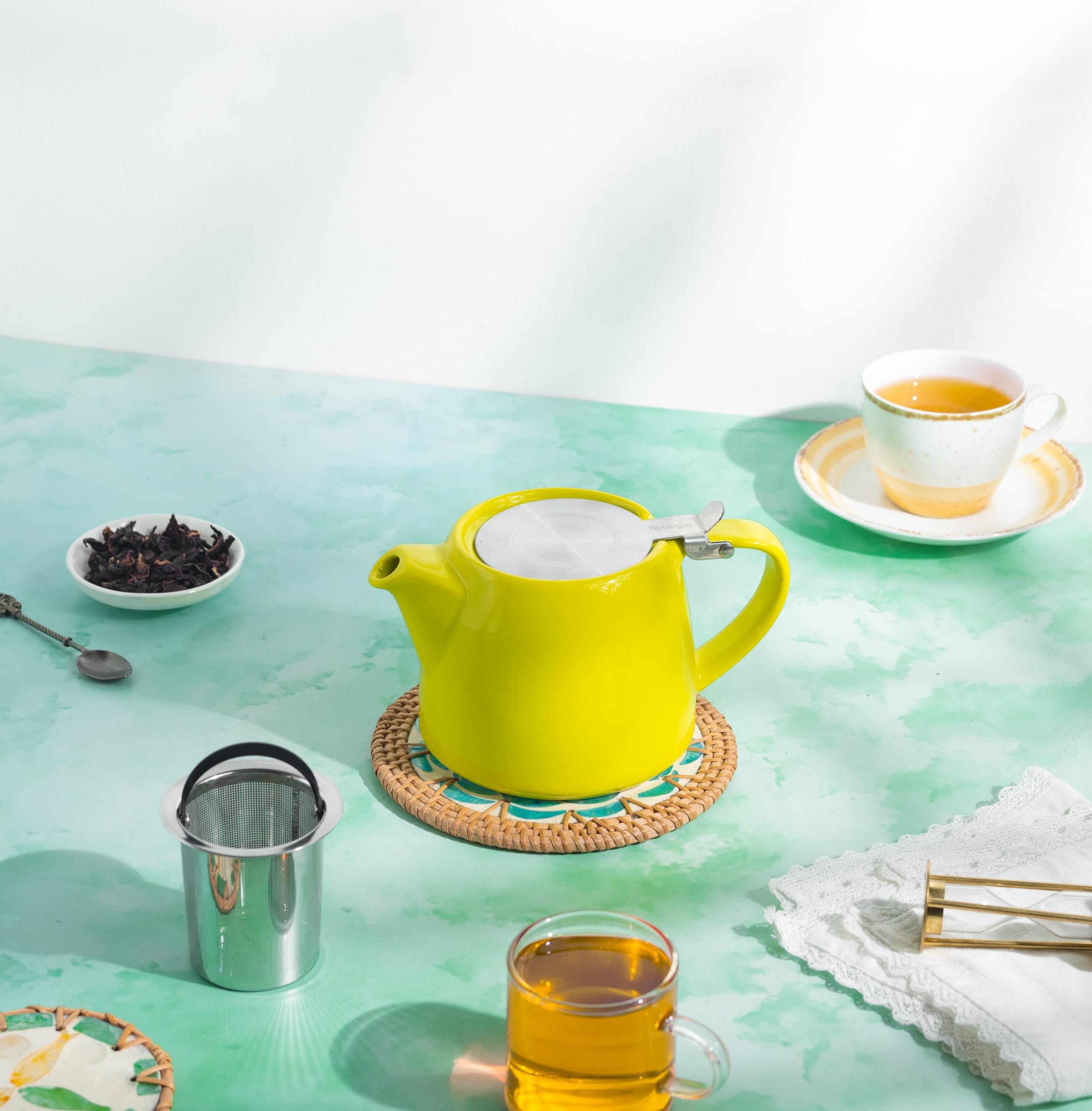 Glenburn Tea Direct Ceramic Teapot Kettle With Infuser  Perfect Loose-Leaf, Flowery, Herbal, Green Tea Maker  High Fired, Finely