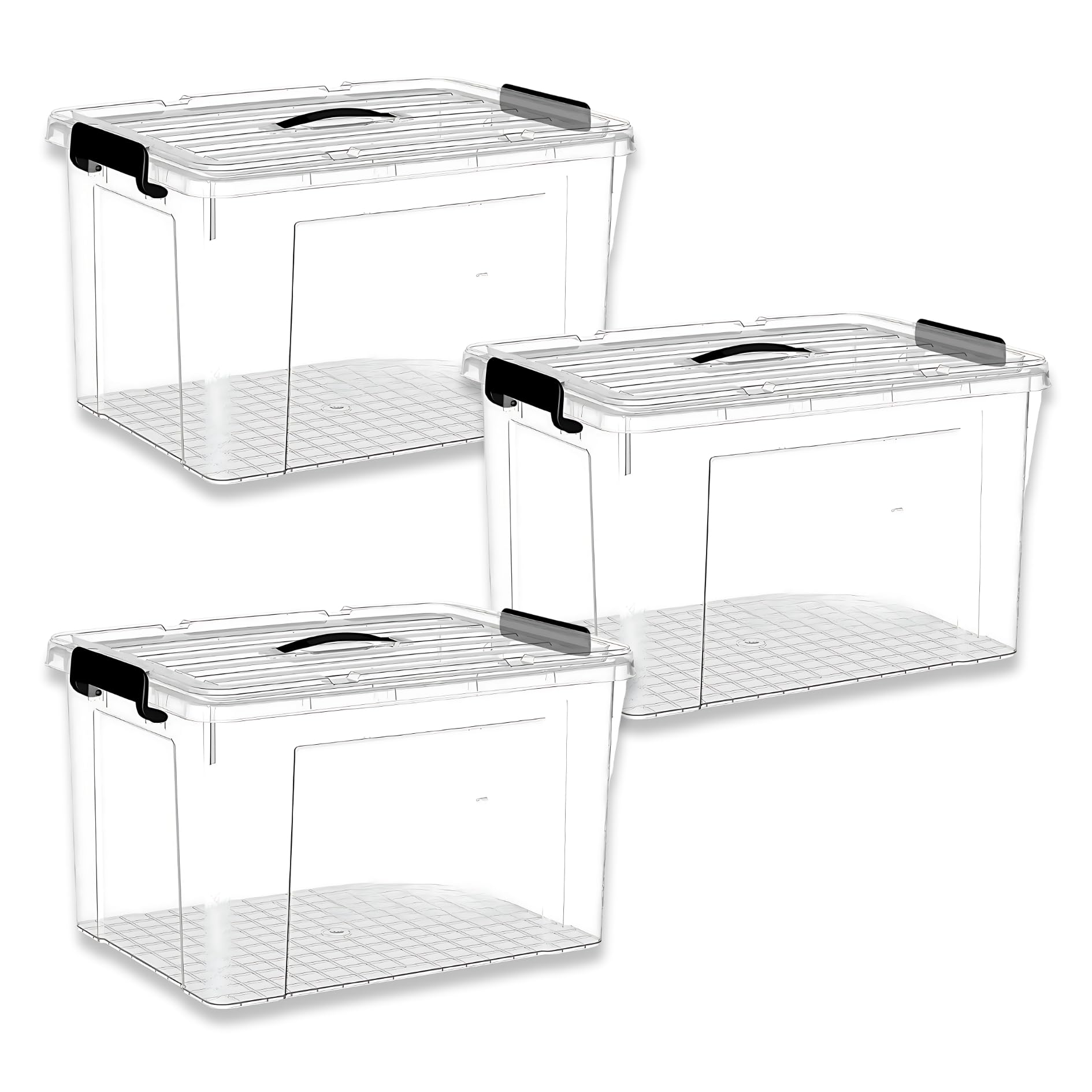 Kreps Large Plastic Storage Box, Heavy Duty Multipurpose Dustproof Stackable Storage Container With Lid, For Clothes, Toys, Snac