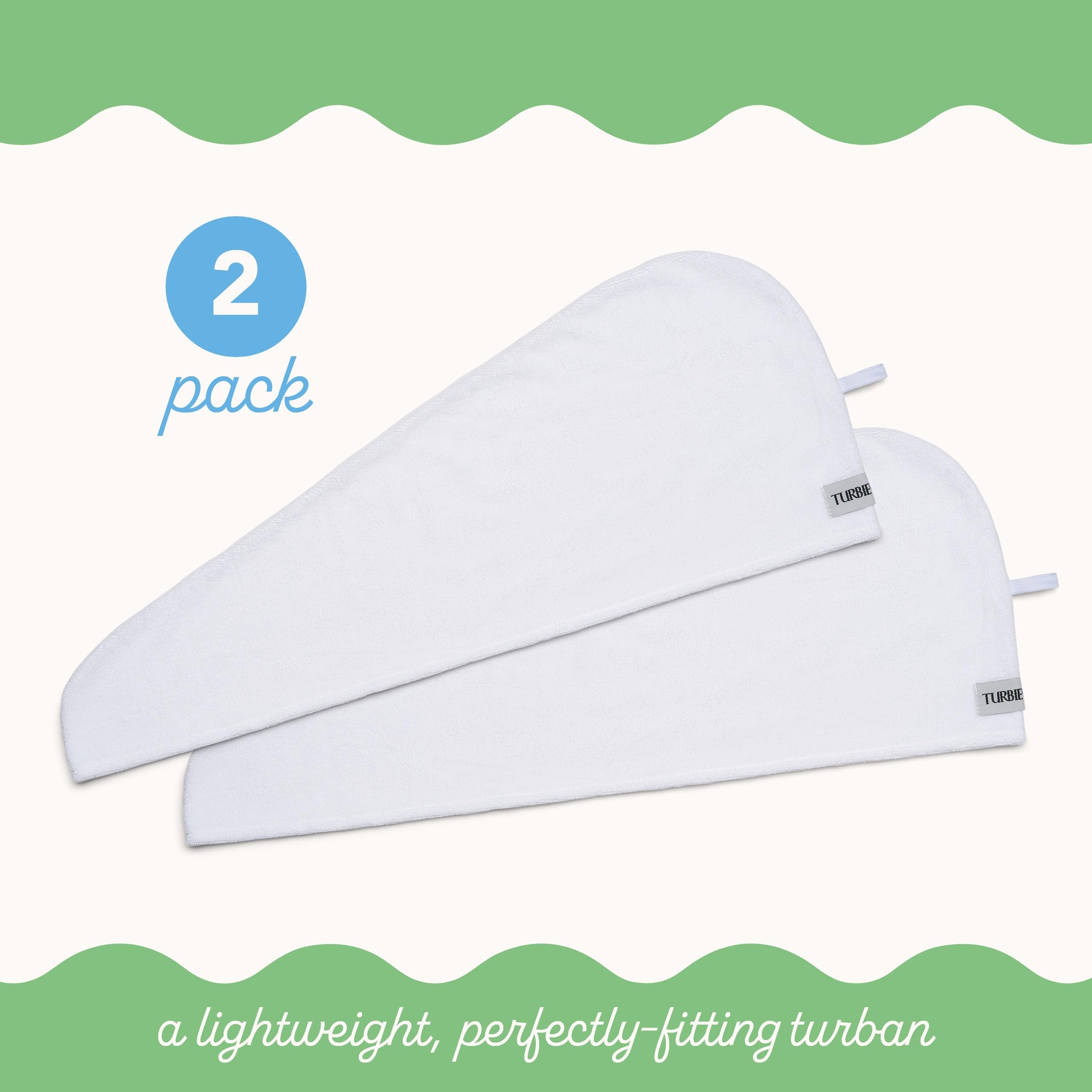 Turbie Twist Microfiber Hair Towel Wrap for Women and Men | 2 Pack | Bathroom Essential Accessories | Quick Dry Hair Turban for