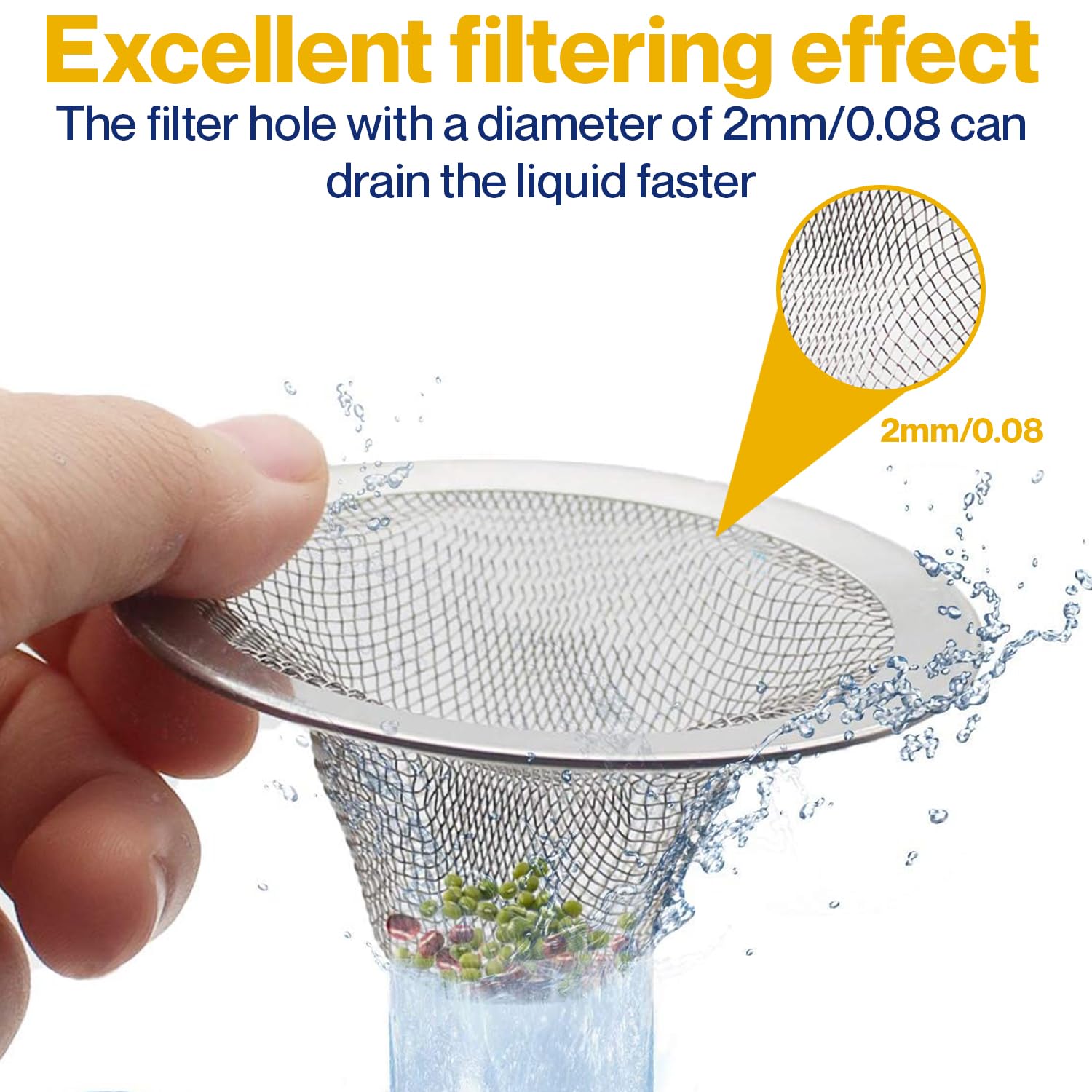 Bathroom Sink Strainer 2 Pack 2.75 & 2 ''Inch At The Top I Drain Strainer Hair Catcher for Kitchen I Shower Bathtub Mesh Stainless Steel Stopper I Sink Traps Bathroom & Laundry Sink Drain Basket Filter