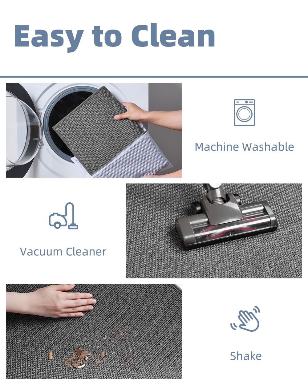 Padoor Non-Slip Bath-Mats For Bathroom, Rubber-Backing Braided Absorbent Bathroom Mat Machine Washable Thin Bathroom Rugs Fit Un
