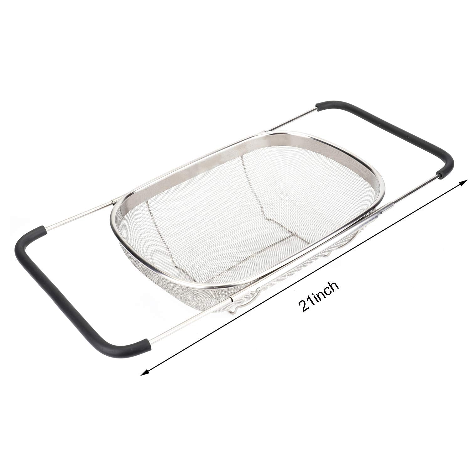 Suwimut 2 Pack Over The Sink Oval Colander For Kitchen, Stainless Steel Fine Mesh 6 Quart Strainer Basket With Expandable Rubber