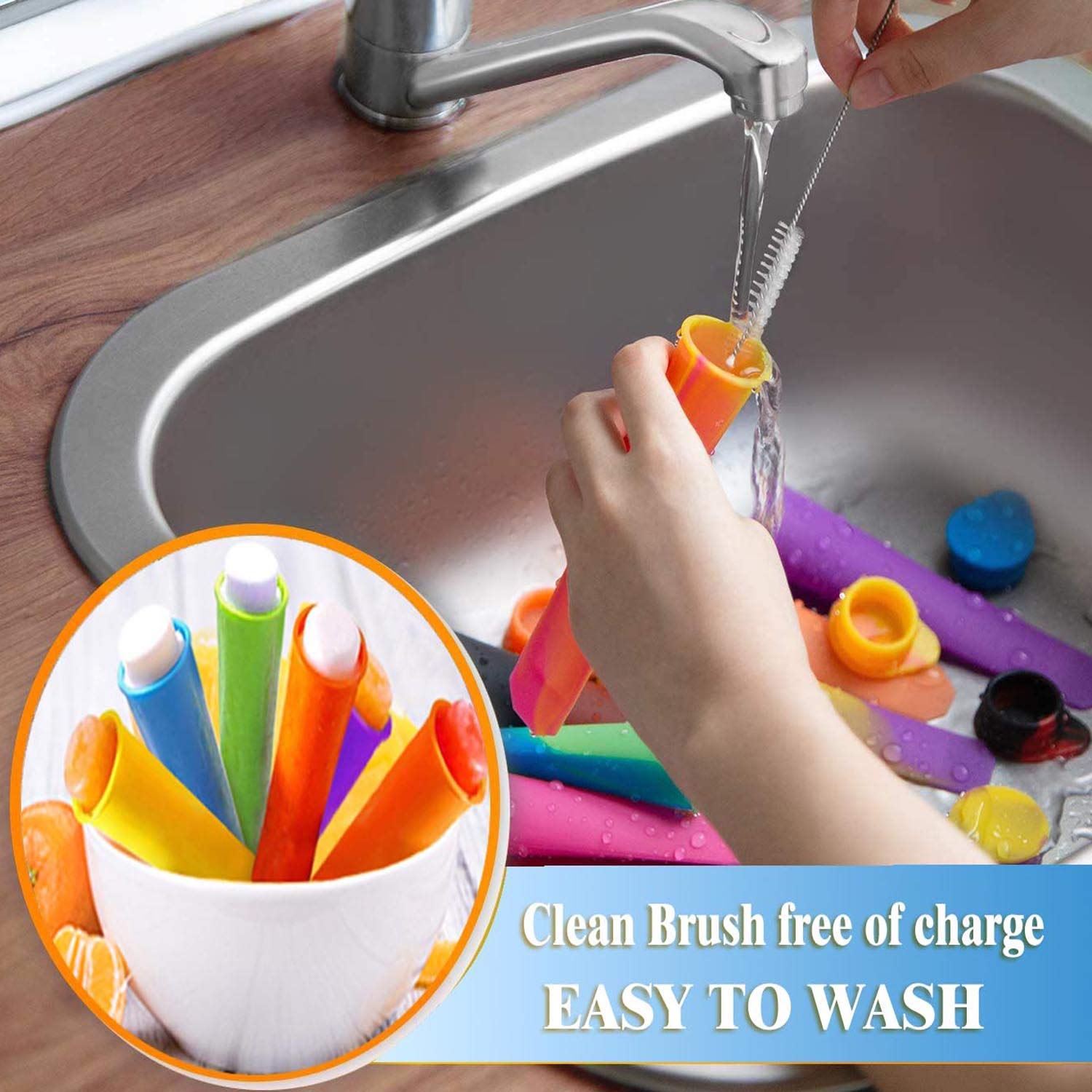Silicone Ice Pop Molds Wpunwen Ice Popsicle Molds With Lids 6 Pcs Silicone Popsicle Molds For Kids With Clean Brush Durable Reus