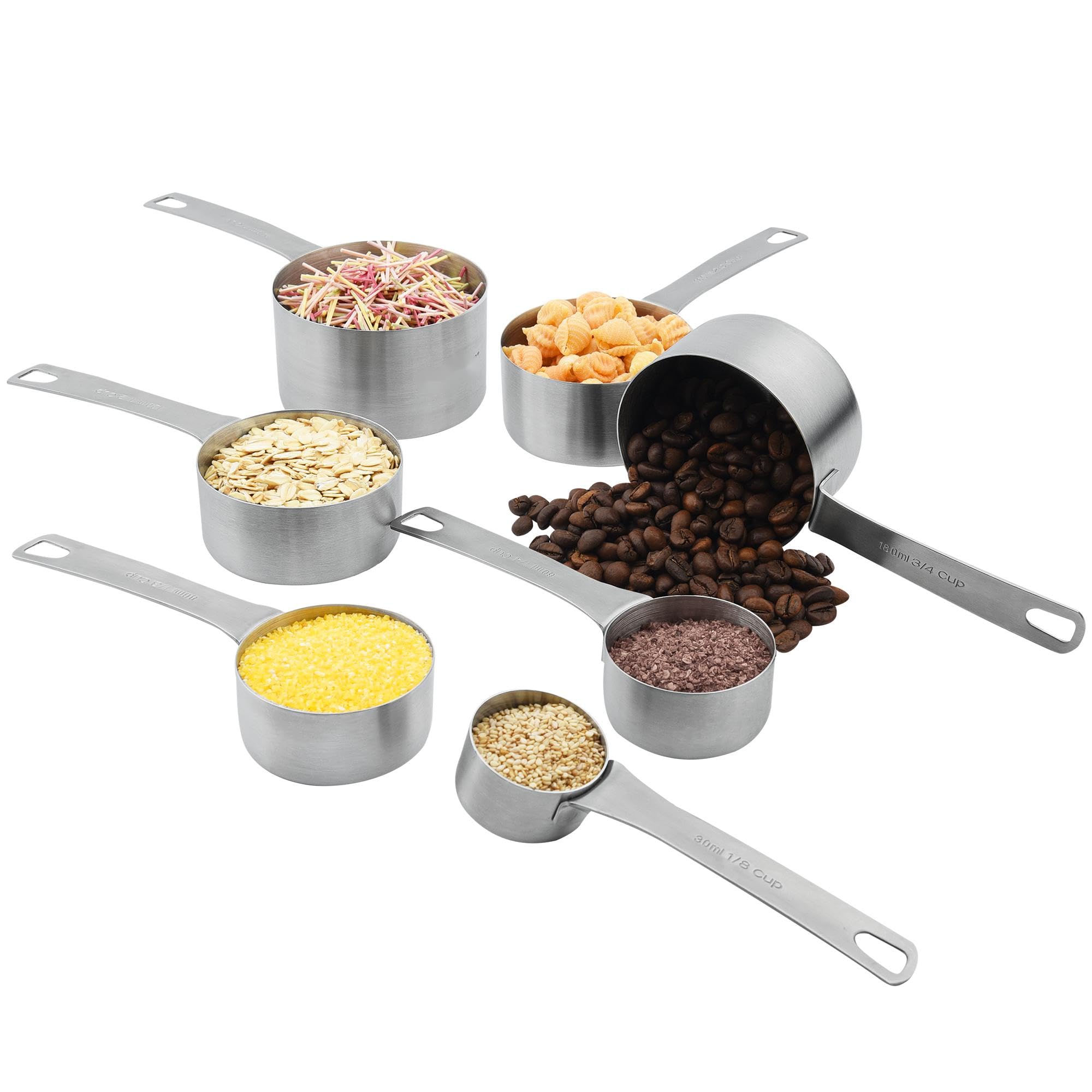 Measuring Cups With 3/4 Cup Measuring Cup Set Of 8, Stainless Steel Measuring Cups, Metal Measuring Cups Stainess Steel, Dry Mea