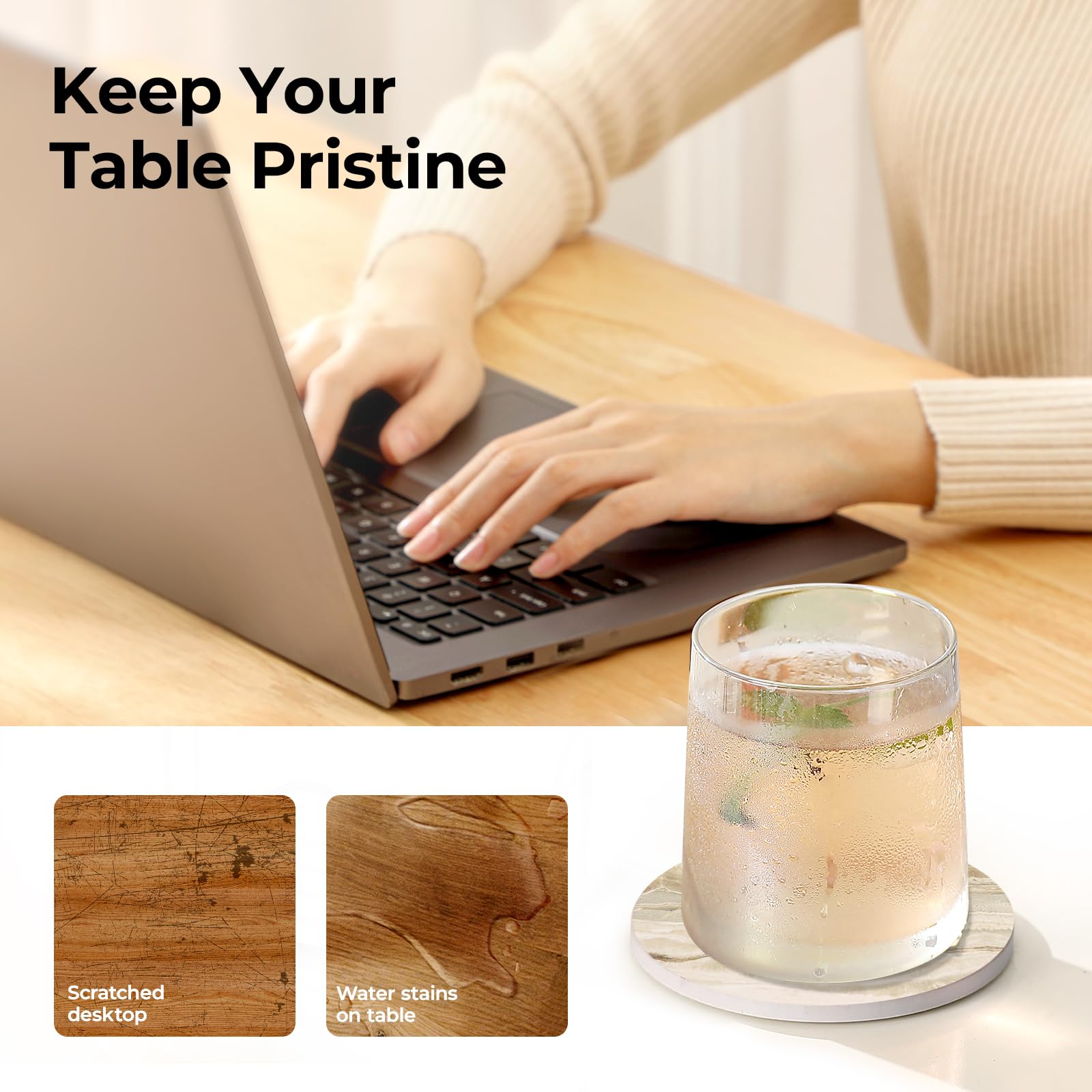 LIFVER Coasters for Dining Table Ceramic Coasters Set of 6  Absorbent Coasters for Drinks Outdoor Coasters for Patio Table Home Decor  House Warming Gifts New Home  Coffee Table Decor