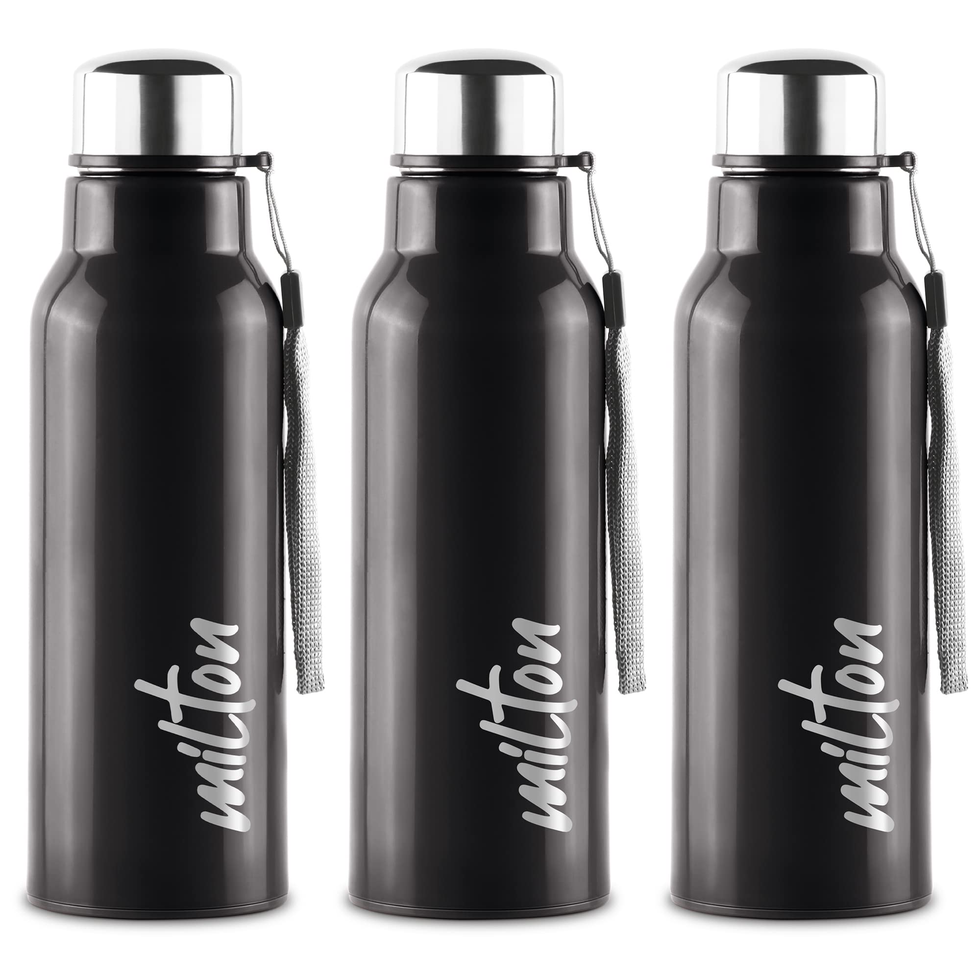 Milton Steel Fit 600 Insulated Stainless Steel Water Bottle, Set Of 3, 520 Ml Each, Red | Easy Grip | Leak Proof | Hot Or Cold |