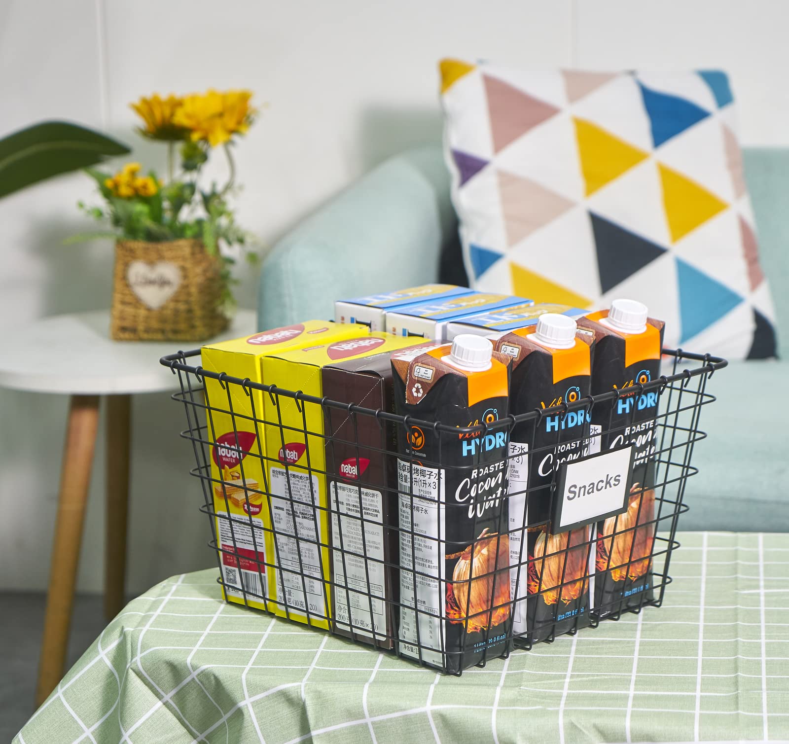 Junchu Cherry 4 Pack?Extra Large?Wire Handmade Storage Basket For Organizing Household Goods,Pantry Organization,Bathroom Counte