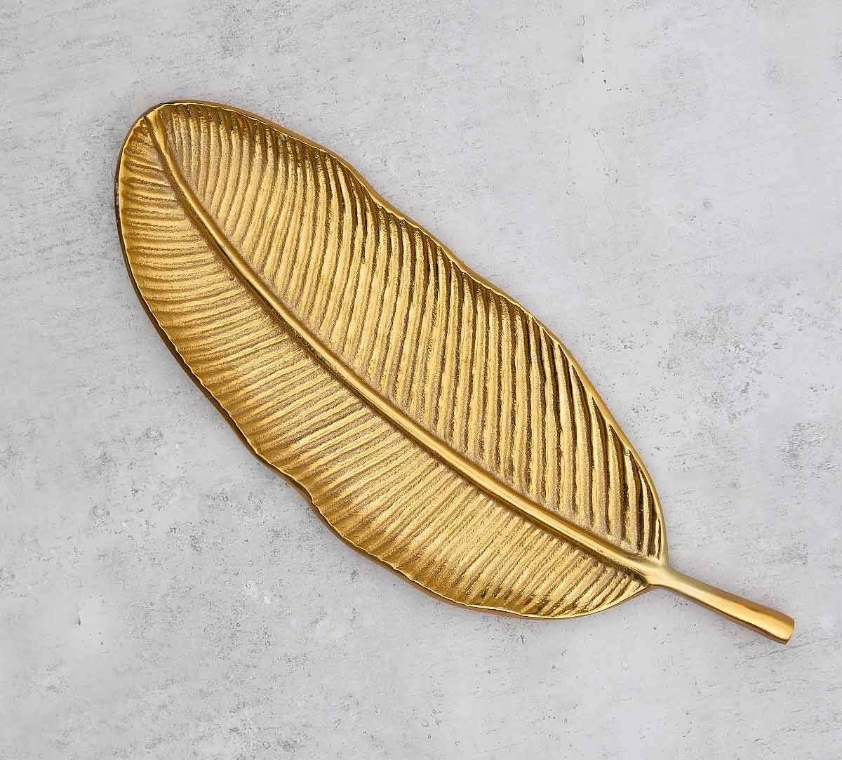 Purestory Tray for Center Table Centerpiece Tray for Home Decor | Leaf-Shaped Serving Platter for Serving Sweets,Cookies,Dry Fru