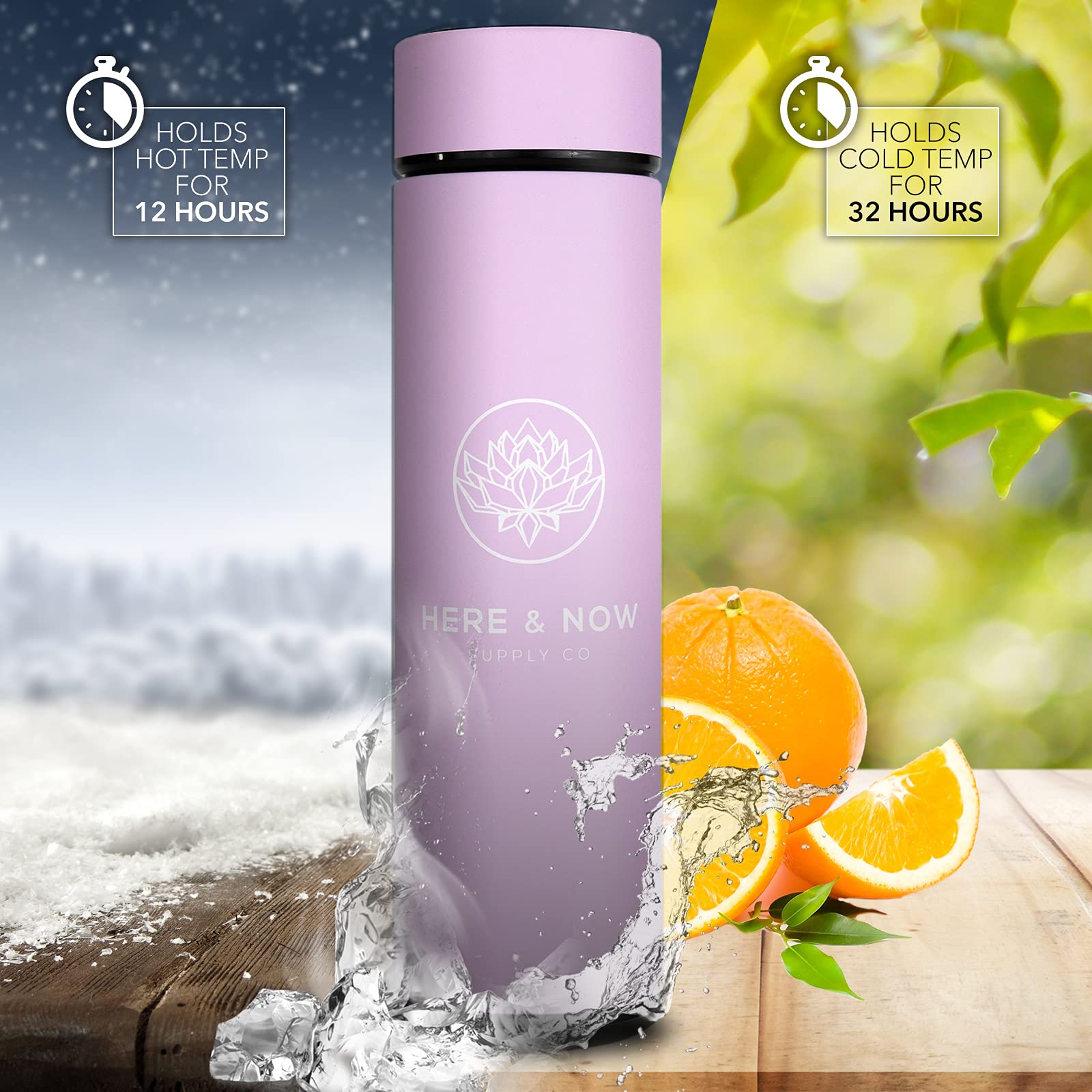 Multi-Purpose Travel Mug And Tumbler | Fruit Infused Flask | Hot & Cold Double Wall Stainless Steel Thermos | Extra Long Infuser
