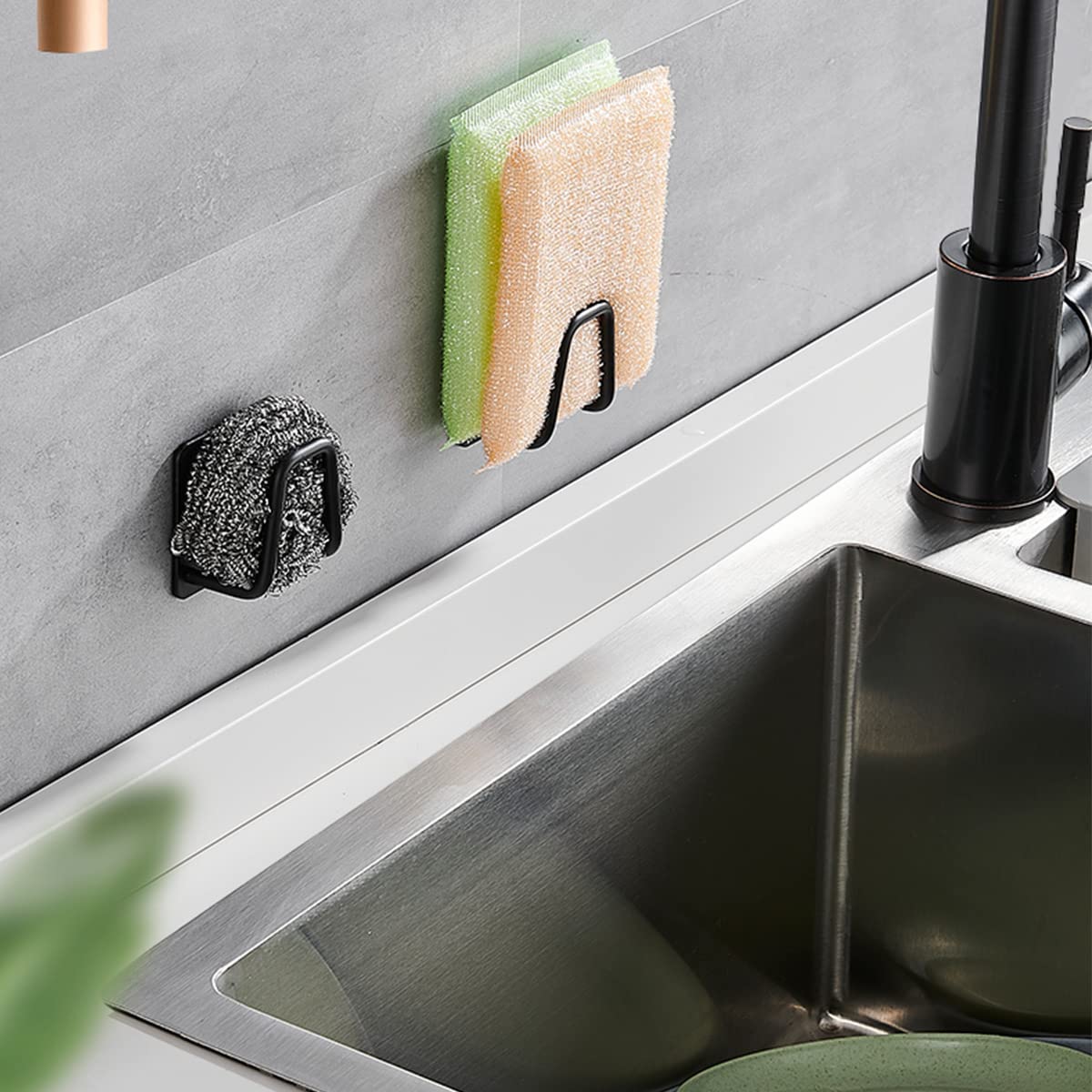 Leftstarer 4 Pack Sink Sponge Holder For Kitchen Sink Caddy Premium Sus304 Stainless Steel Rustproof Waterproof Quick Drying Sma
