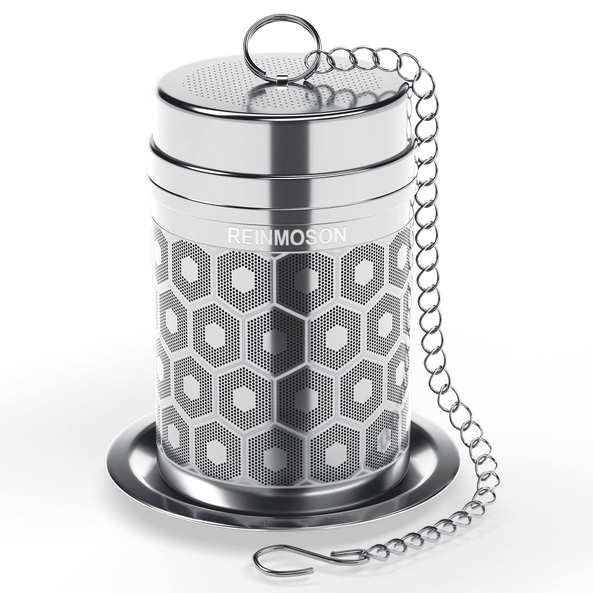 Reinmoson Tea Strainers For Loose Tea, Extra Fine Mesh Tea Infuser, 304 Stainless Steel & Updated Slim Threaded Lid, Loose Leaf
