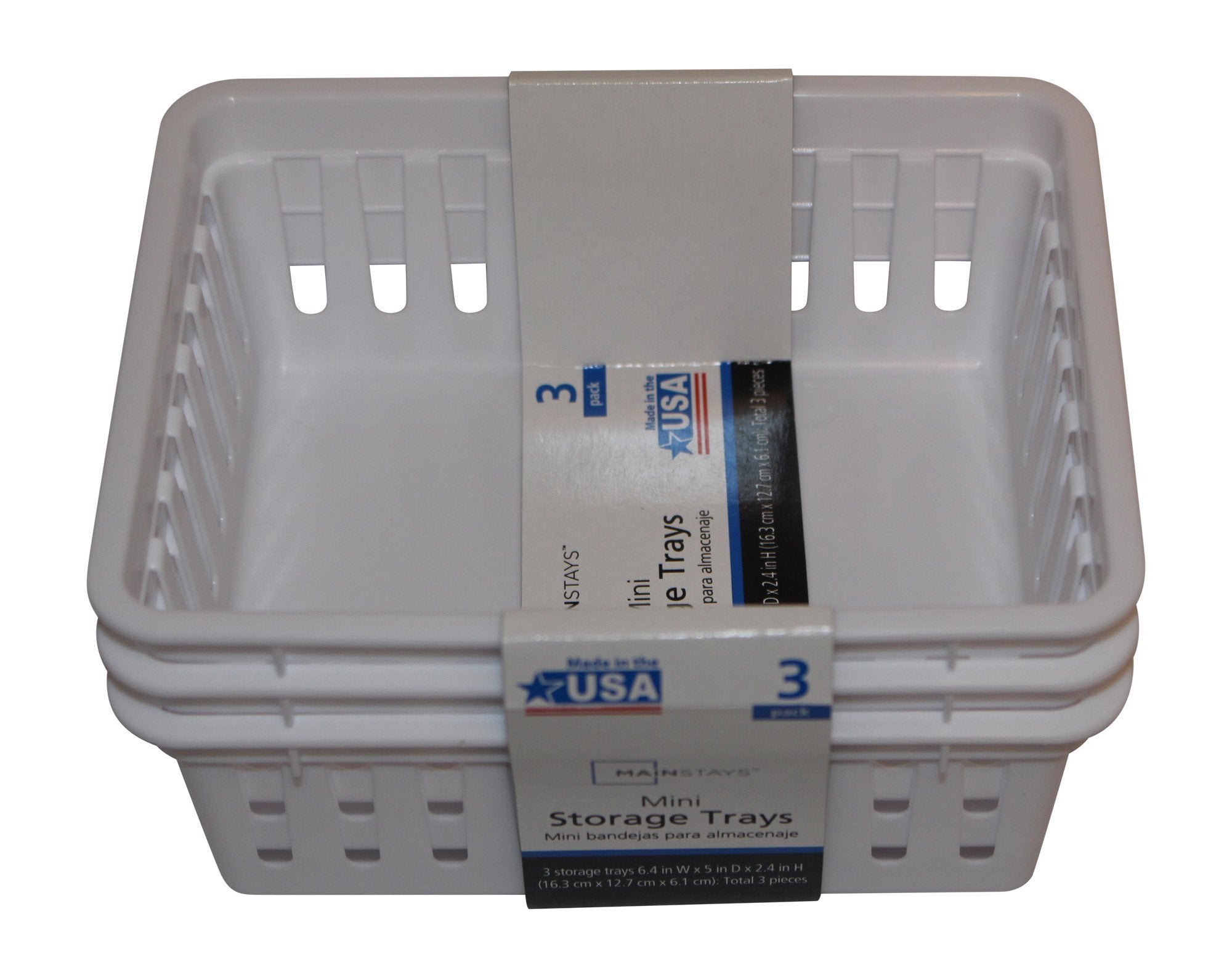 Mini Storage Trays Bin Bundle- Basic Square 3Pk, Slim Plastic Storage Trays Basket 3Pks, Rectangular 2Pk -White
