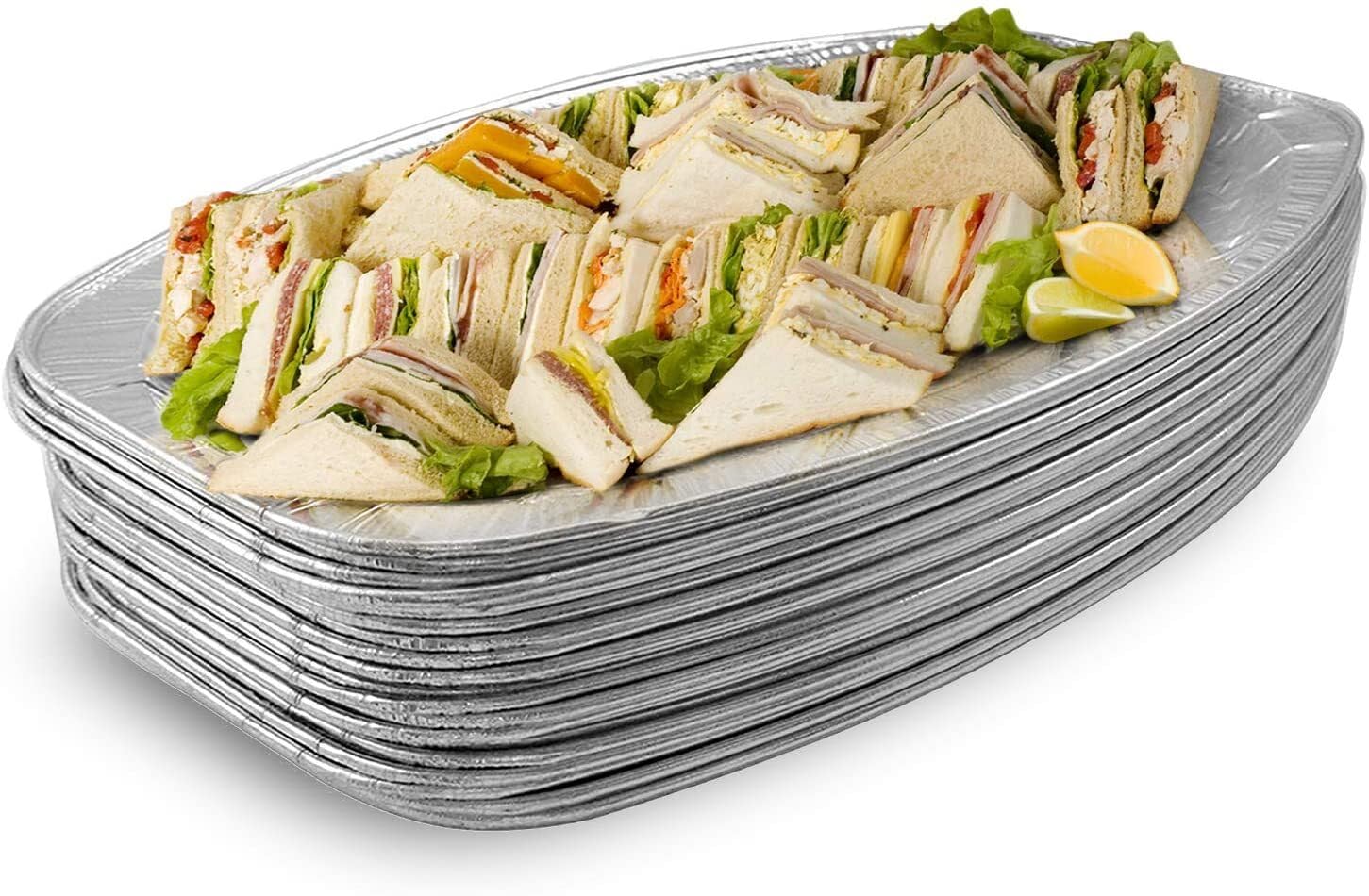 Matana - 20 Reusable Large Aluminium Foil Platter Serving Party Trays - 35X23Cm / 14'' - Oven & Freezer Safe Buffet Trays - Recy