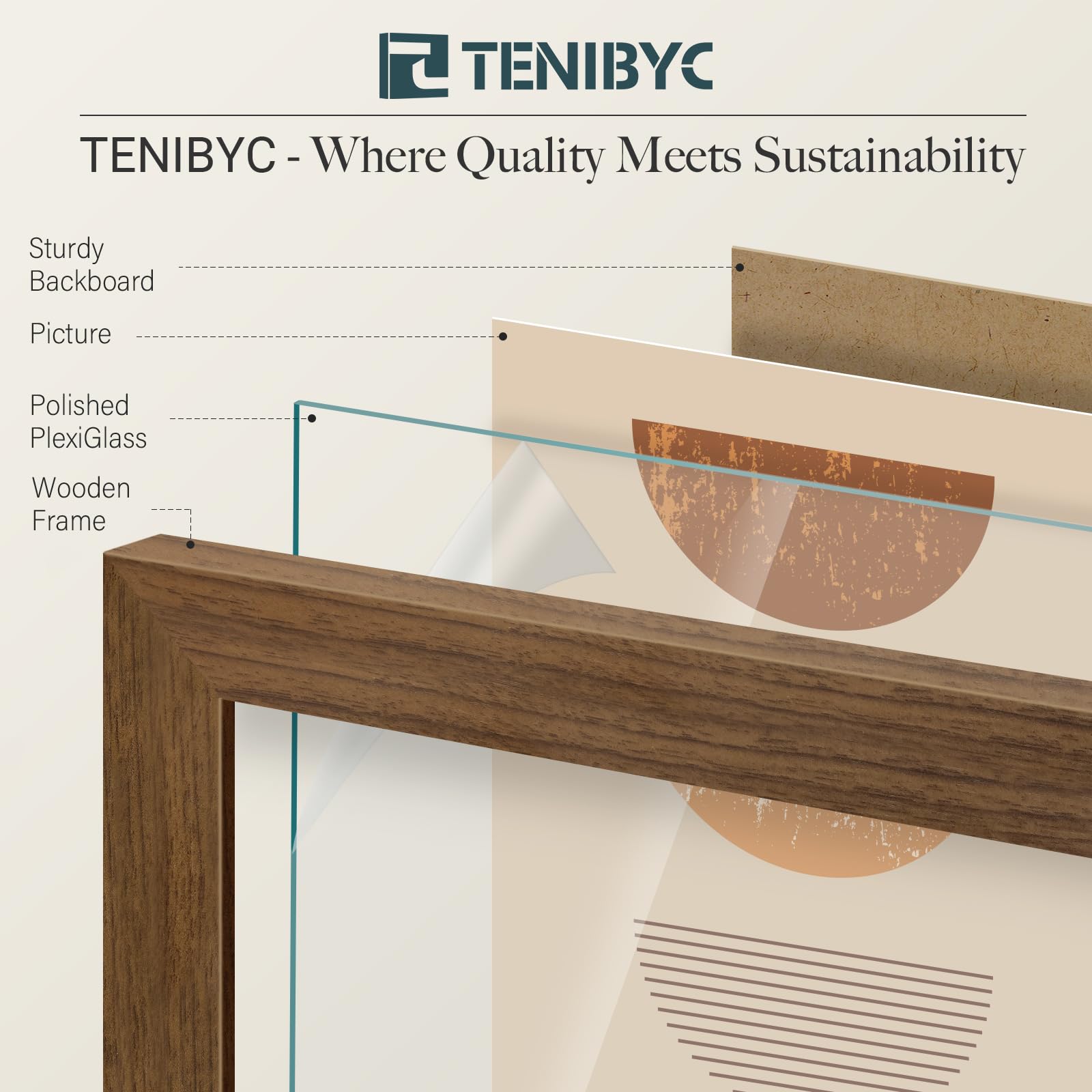 TENIBYC 20 x 30 Poster Frame -Set of 4, Brown Wood Picture Frame, Dissplay Photos, Posters and Puzzles, Horizontal or Vertical W