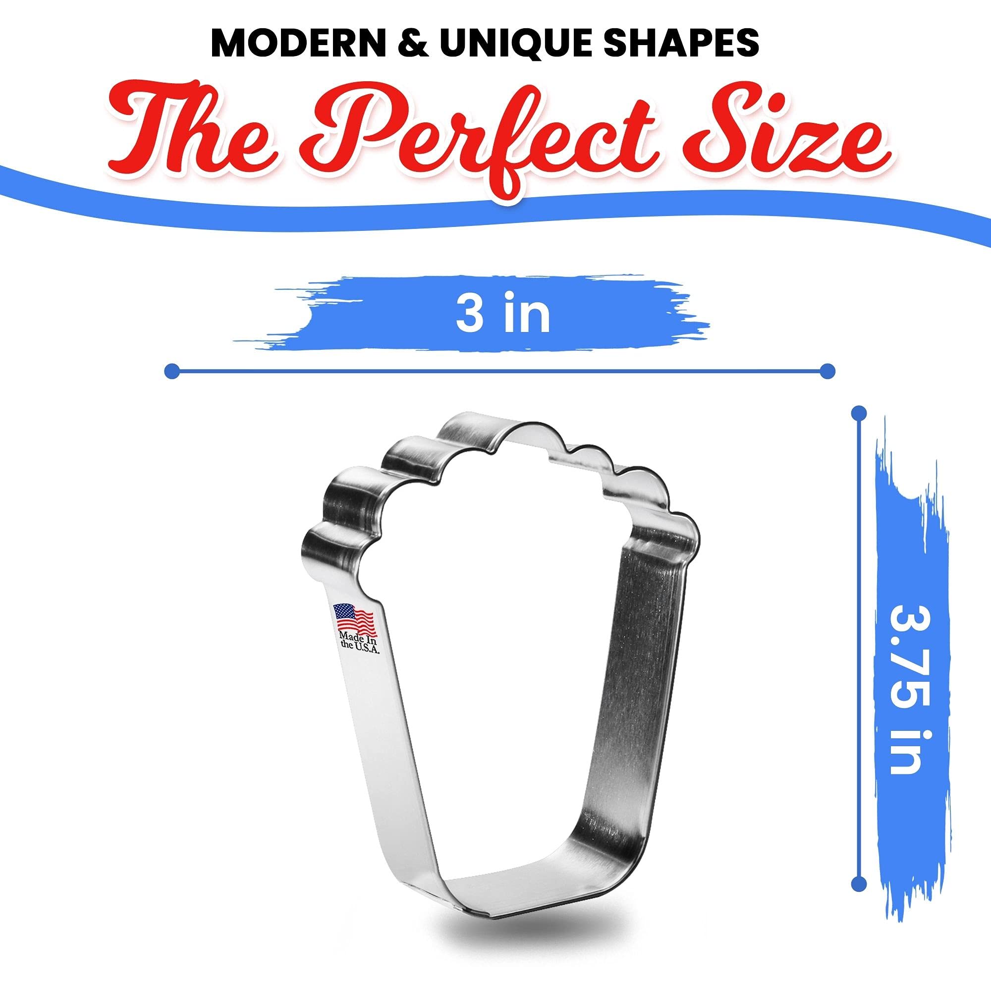 Popcorn Cookie Cutter 3.75 Inch - Made In The Usa - Foose Cookie Cutters Tin Plated Steel Popcorn Cookie Mold
