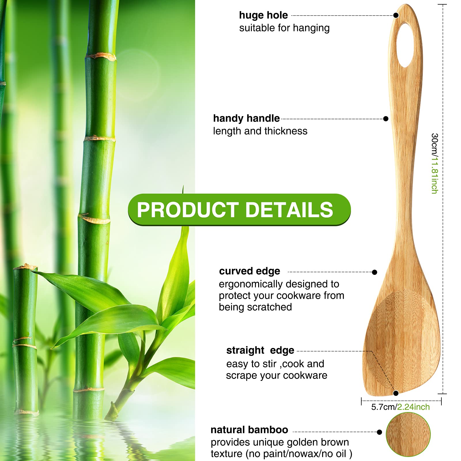2 Pieces Wood Corner Spoon 12 Inch Wood Cooking Spoon Bamboo Spatula Wooden Utensils Scraper For Home Kitchen Cooking Non Stick