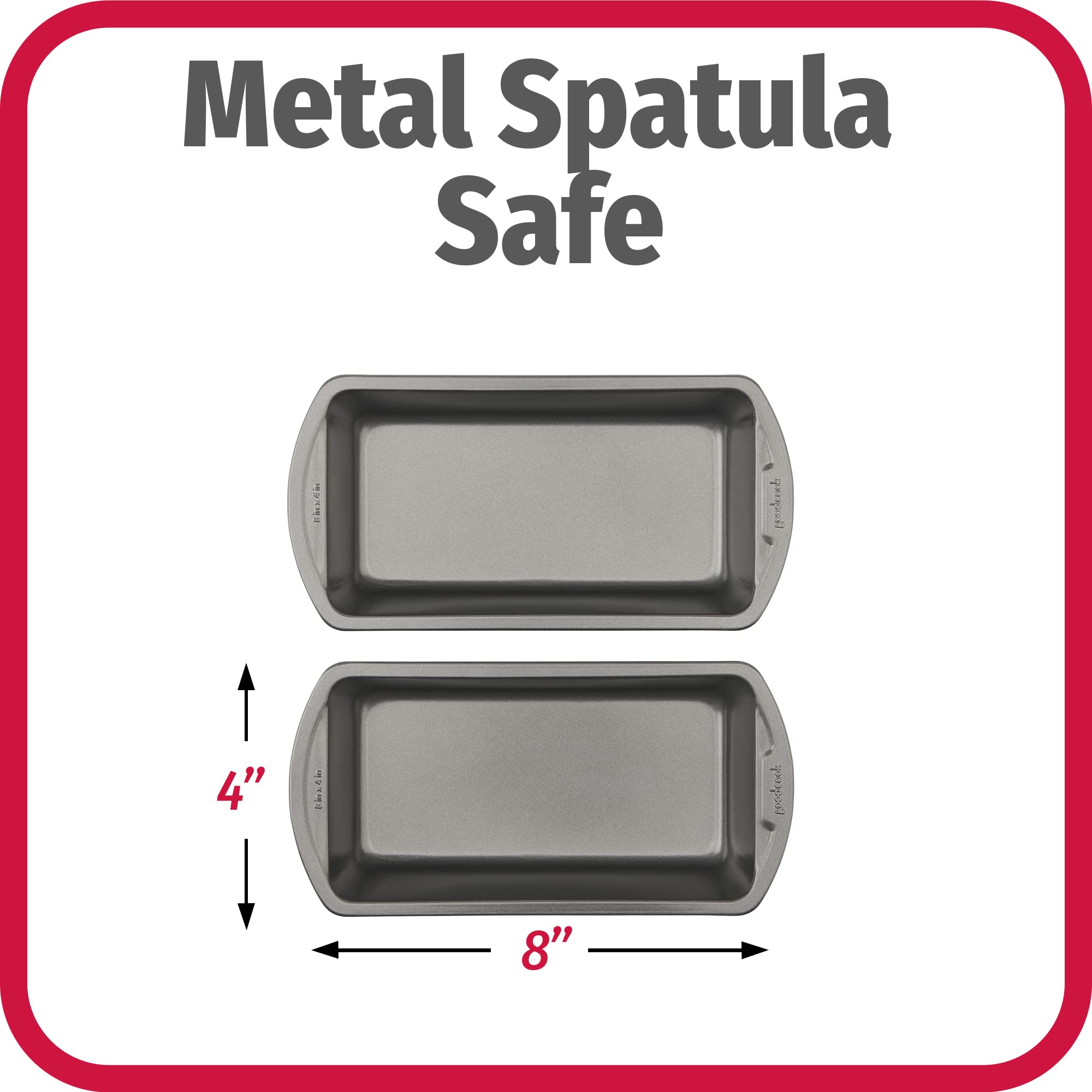 Goodcook Set Of 2 Medium 8'' X 4'' Nonstick Steel Bread Loaf Pans, Gray (4244)