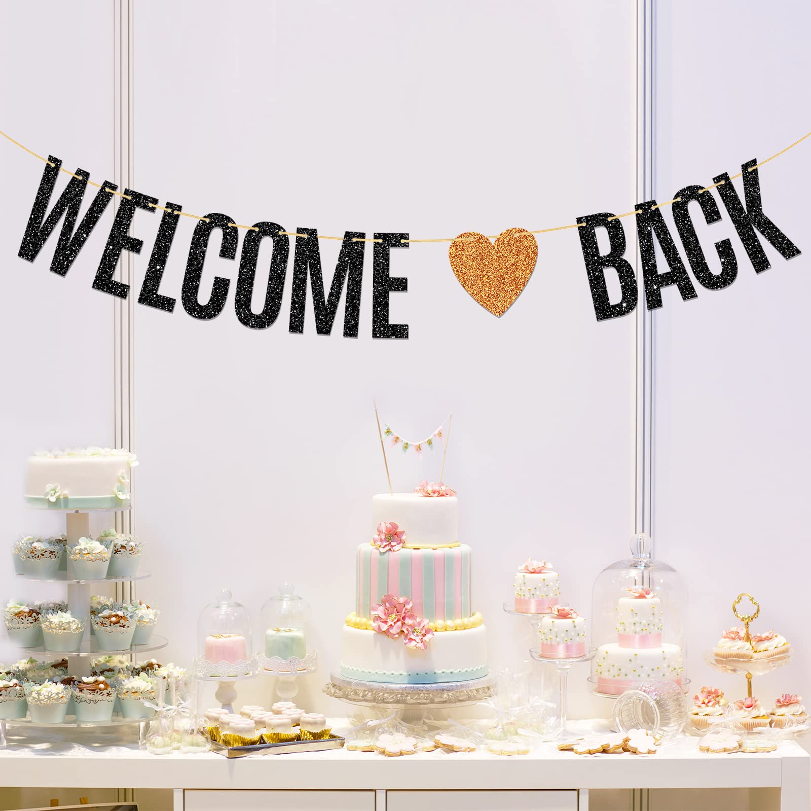 T-Minimalist Welcome Back Banner, Homecoming Day / Retirement Party Decorations, To School Sign Bunting Home Decors Supplies, Bl