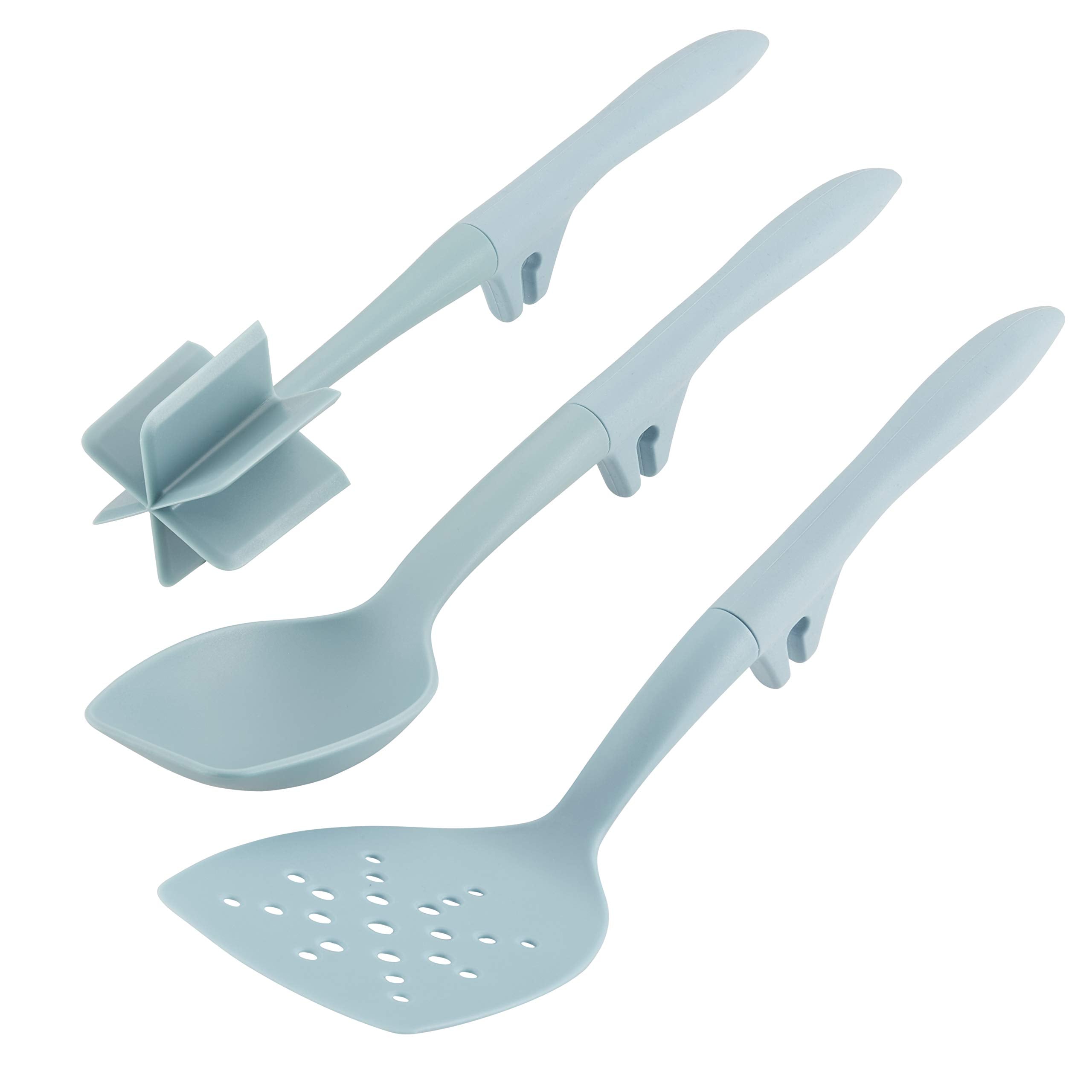 Rachael Ray Tools And Gadgets Lazy Chop And Stir, Flexi Turner, And Scraping Spoon Set, 3 Piece, Sky Blue