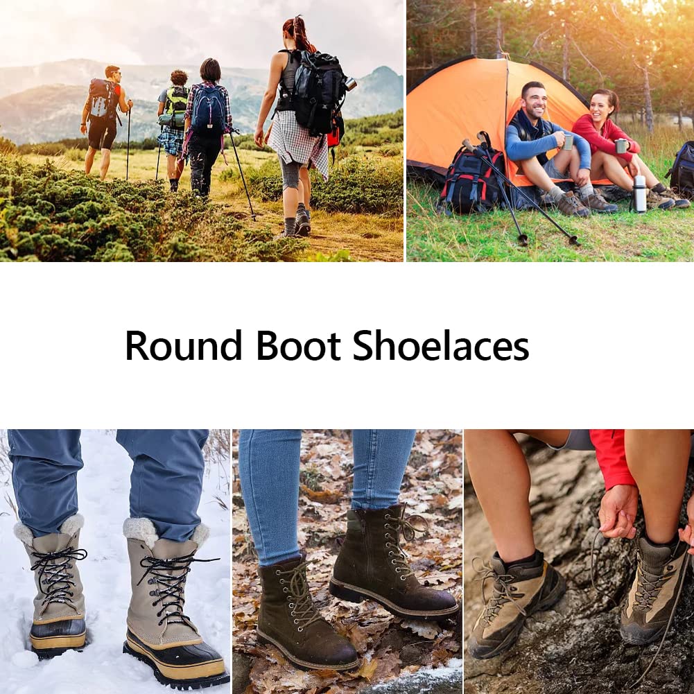 Upugo 3 Pair Boot Shoe Laces, Round Shoelaces For Athletic Running Hiking Sneakers Shoes Boot