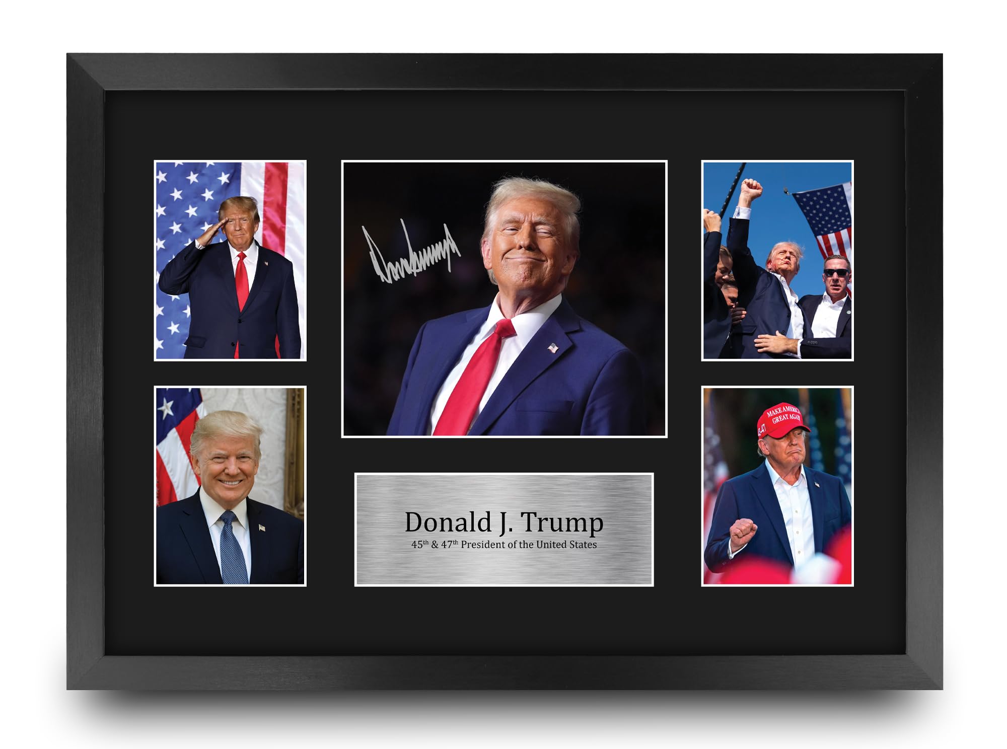 HWC Trading President Donald Trump Gifts Printed Signed Autograph Picture for Followers & Fans - 16 x 12 Framed