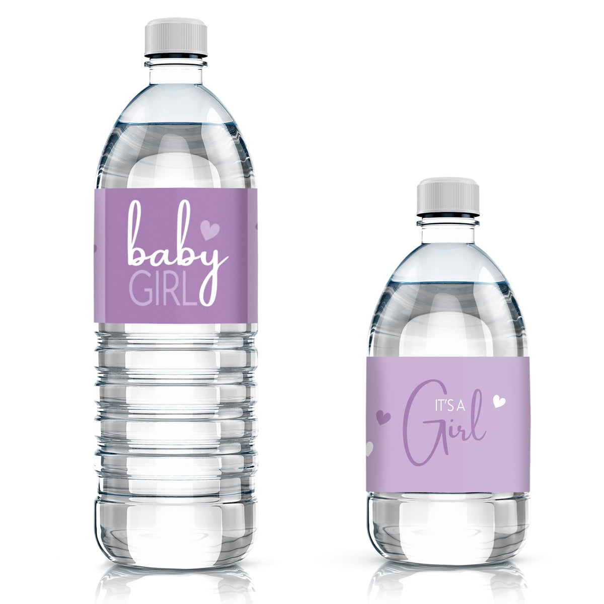 Purple Its A Girl Baby Shower Water Bottle Stickers, Lavender Baby Shower Waterproof Stickers For Water Bottles - 24 Count