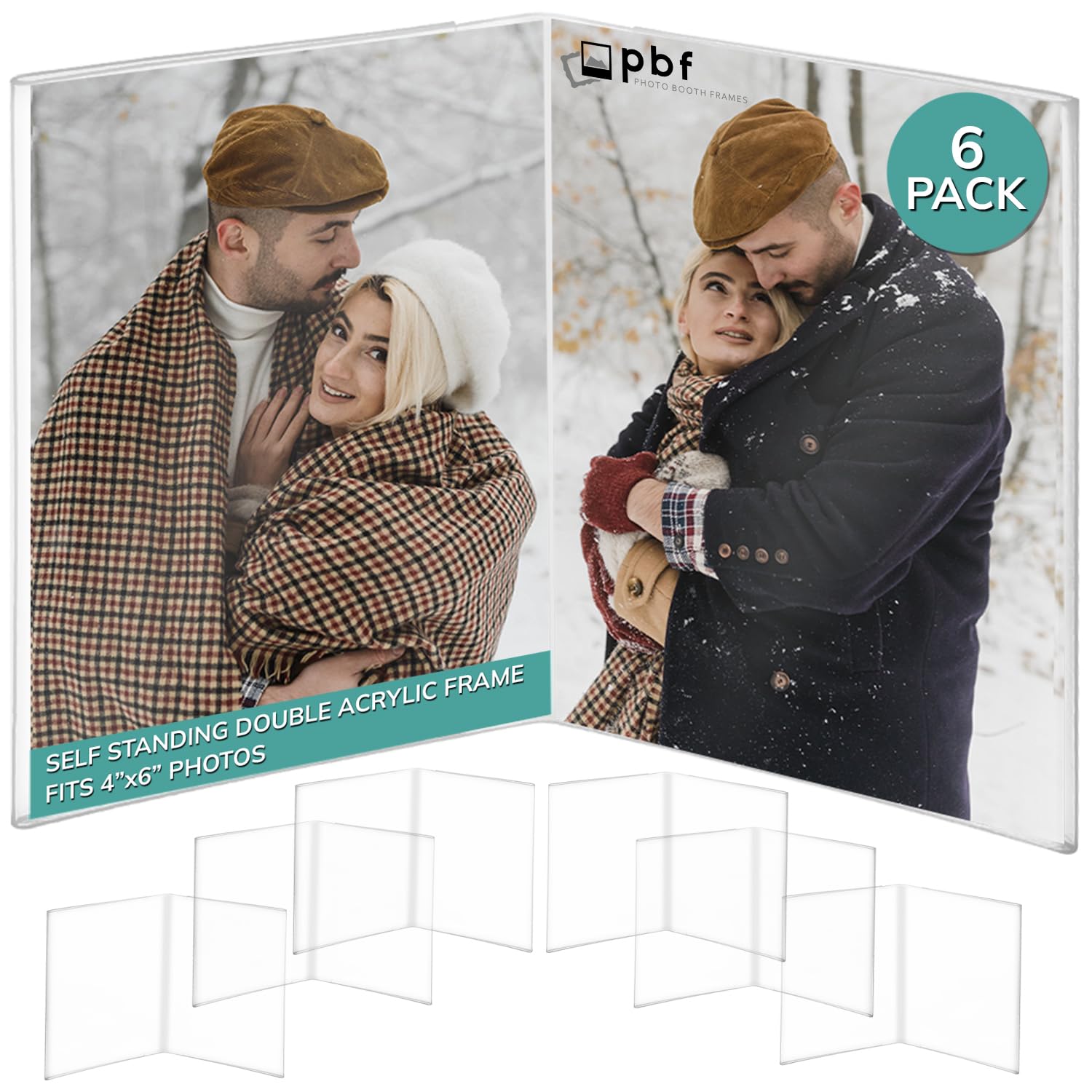pbf 4x6 Double Picture Frame | 4 x 6 Acrylic Sign Holder | Vertical Self Standing Sign Holder | Acrylic Stands for Display | Cle