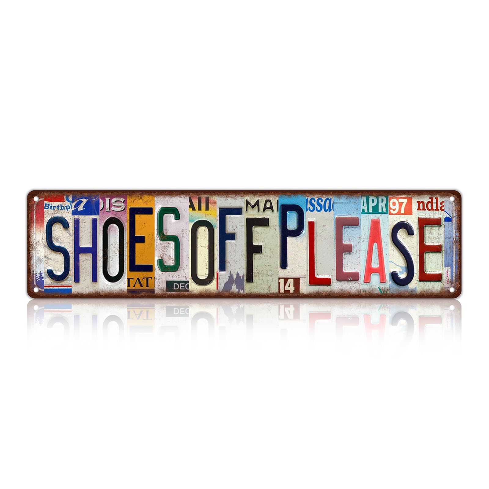 TREEPERI Vintage Shoes Off Please Street Sign Wall Decor Metal Tin Signs for Bar Home Bedroom Garage