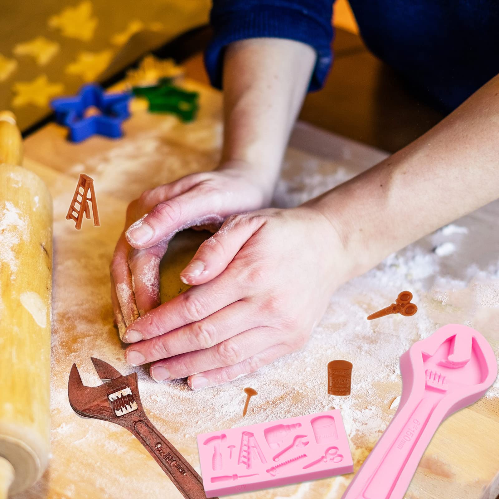 Hand Tools Silicone Molds, Construction Tools Fondant Molds, 3D Sugar Chocolate Molds For Cake Decoration Cupcake Topper Cookie