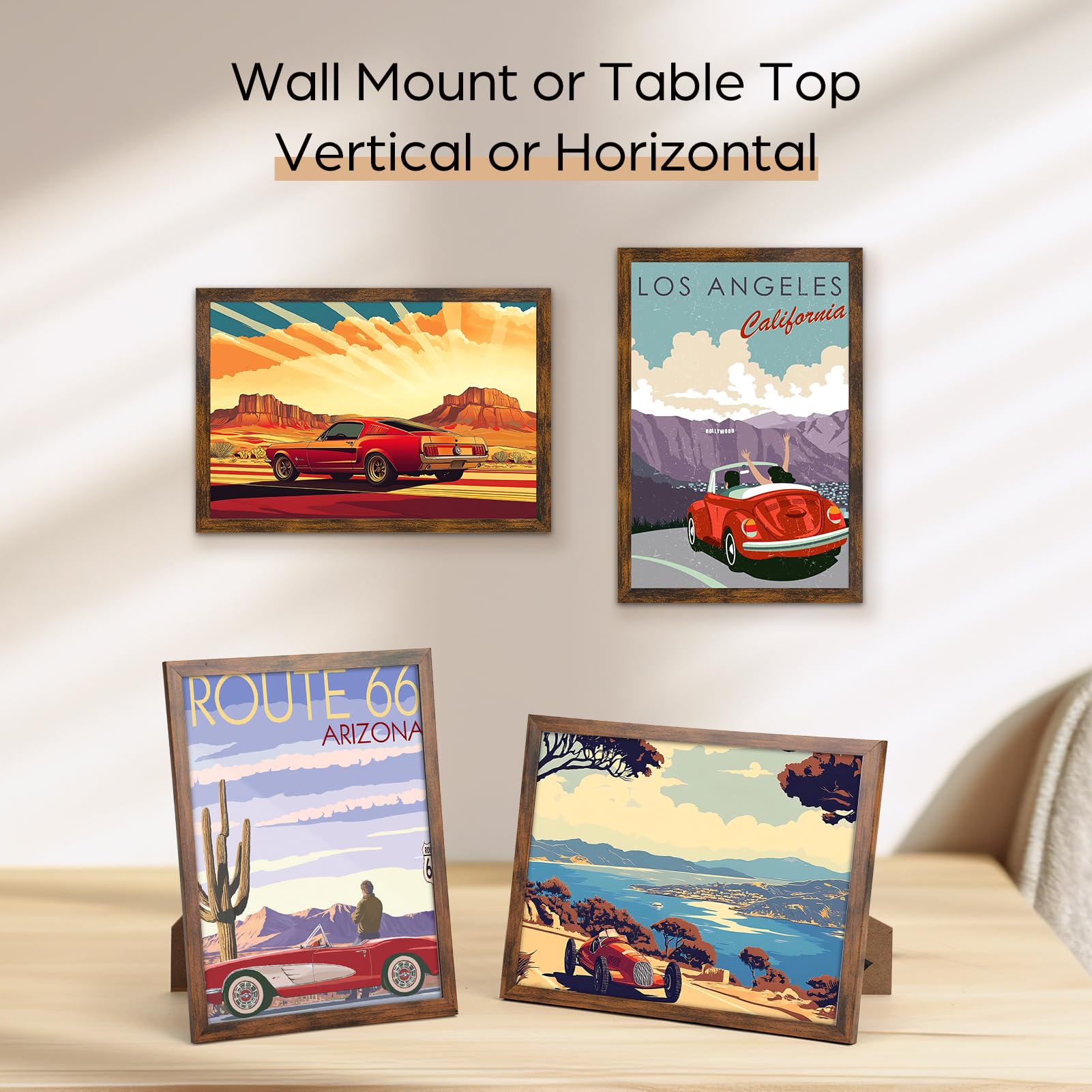 Giftgarden 8x12 Picture Frame Rustic Brown, 8 by 12 Thin Photo Frame for Wall Tabletop Display, Single