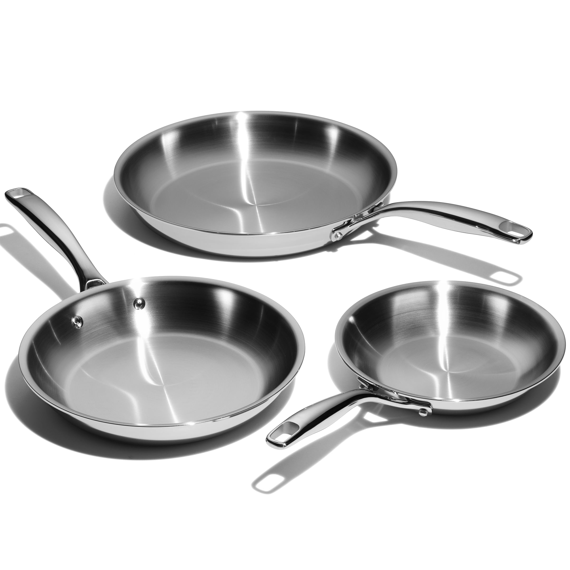 LEGEND COOKWARE 3Piece (8,10, & 12) Stainless Frying Pan Set | 5 Ply Stainless Steel Clad | Induction Compatible, Oven Safe 