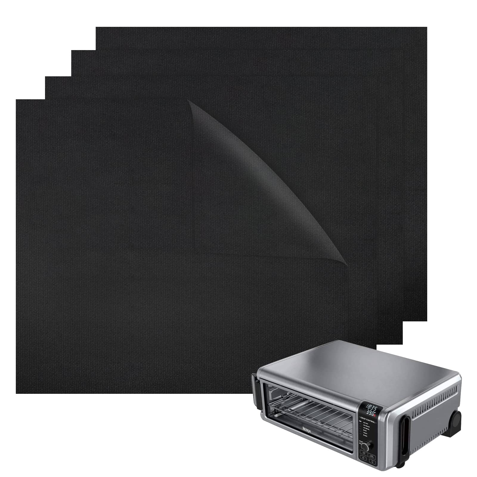 Bykitchen Air Fryer Oven Liners, 11X12 Inches, Set Of 4, Reusable Toaster Oven Liners, Compatible With Ninja Flip Up Sp101 Sp201