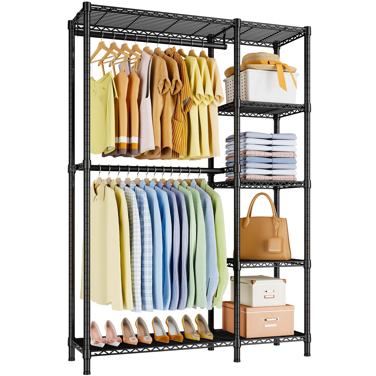 Ulif F2 Clothes Rack, 5 Tiers Heavy Duty Garment Rack for Bedroom, Freestanding Adjustable Closet Storage Organizer, 45 W x 14.5