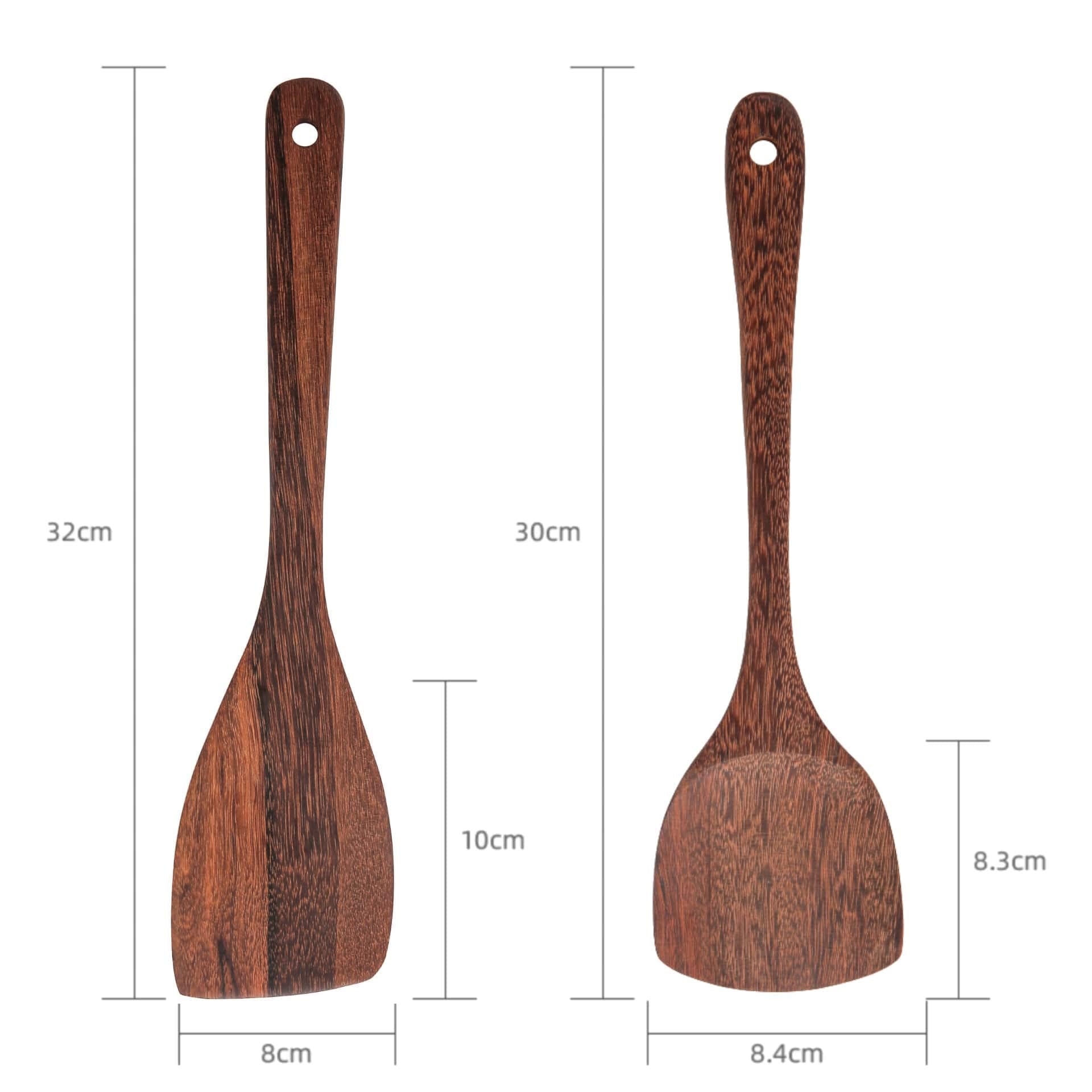 Myfurtive Wooden Spatulas - Eco-Friendly, Durable & Ergonomic Kitchen Utensils - Non-Scratch Cooking Tools For Stirring, Flippin