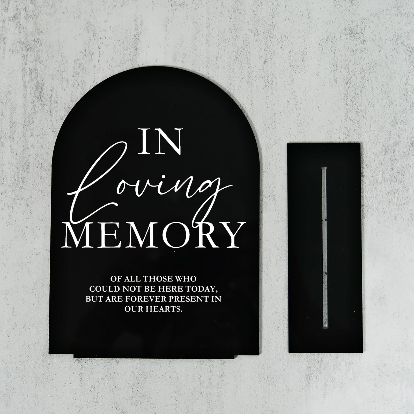 Acrylic Wedding Memory Sign with Stand- 5x7 Black Arched Acrylic Wedding Sign and Base,1/8 Thick | Modern Calligraphy TableTop S