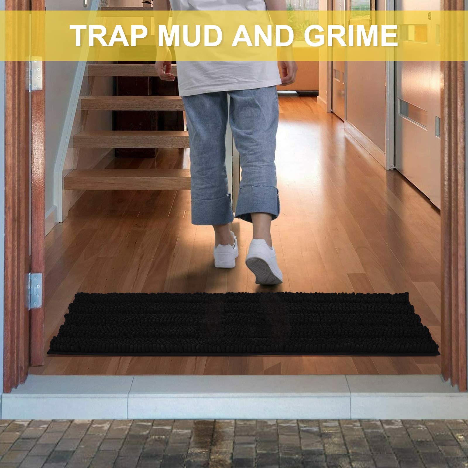 Nicetown Halloween Black Bathroom Floor Mats, Anti-Slip Bath Mats (20 X 32 Plus 47 X 17 - Inches)
