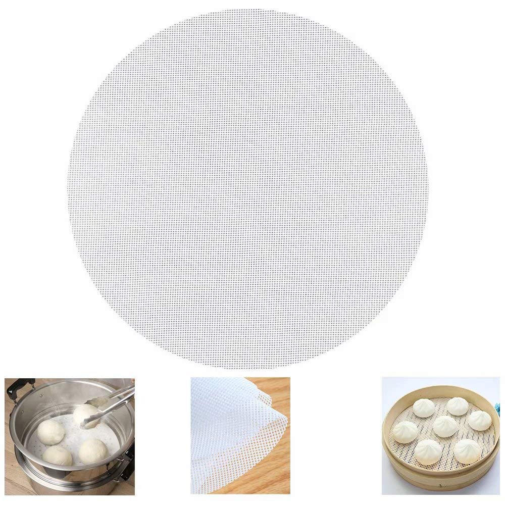 Reusable Non-Stick Silicone Steamer Mesh 10 Inch Bamboo Silicone Steamer Mat Double Side Use| Easy To Clean Dim Sum Mesh| Round,