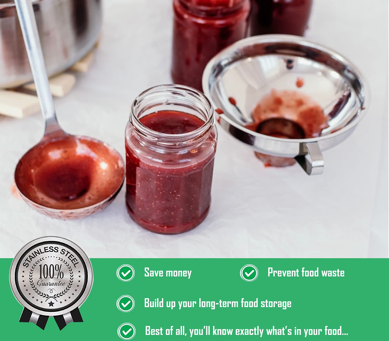 Canning Supplies Starter Kit  Stainless Steel Canning Set Tools: Rack  Ladle  Measuring Spoons  Funnel  Tongs  Jar Lifter  Lid Lifter & Accessories for Canner/Pot  Beginner  Home Canning Kit - Black